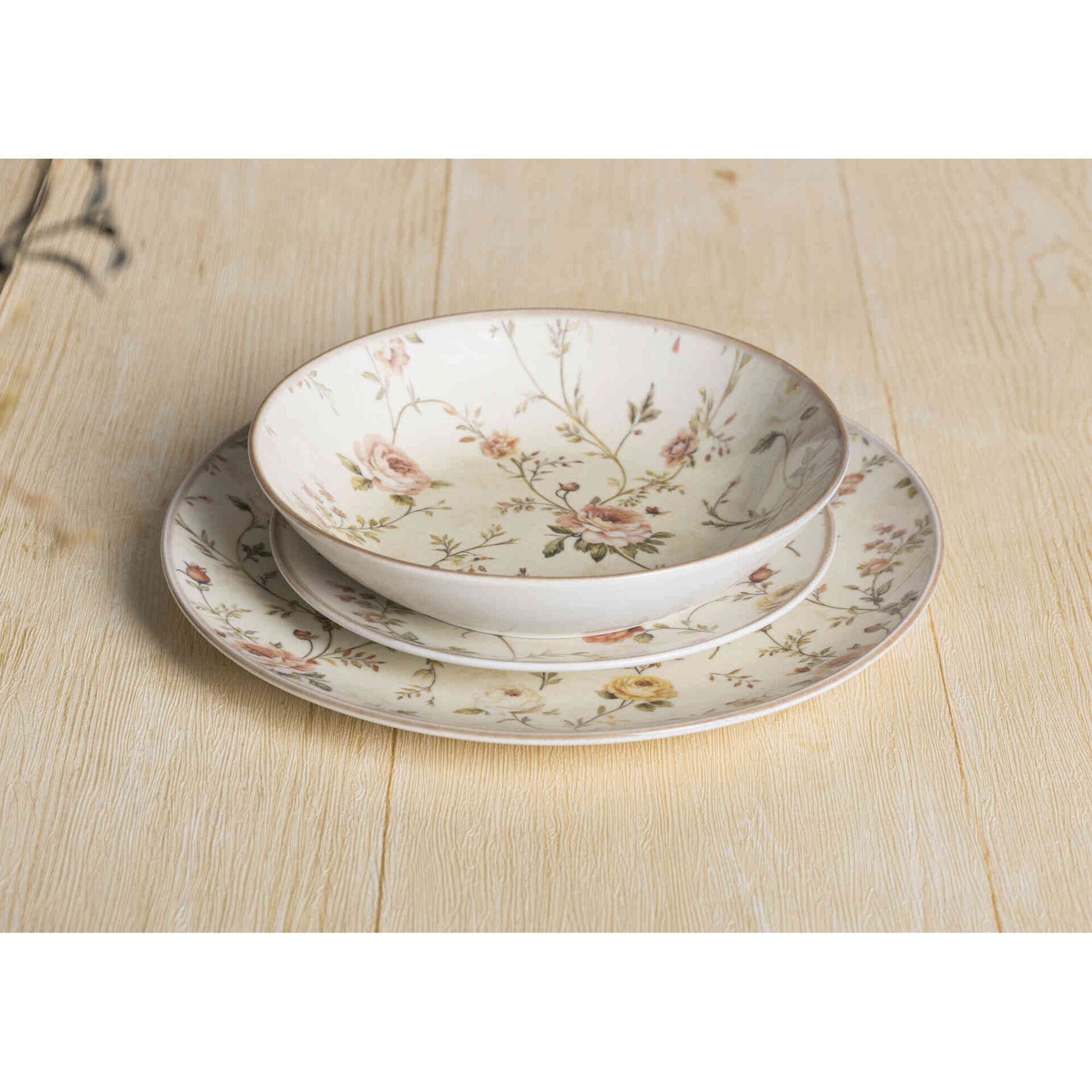 Servi&ccedil;o Mesa 4 Pessoas Flores Vintage Marco Kasa