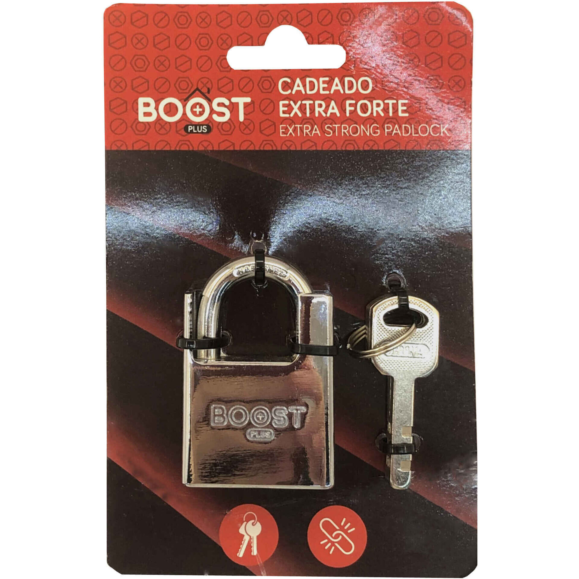 Cadeado Extra Forte com Chave Prateado Boost
