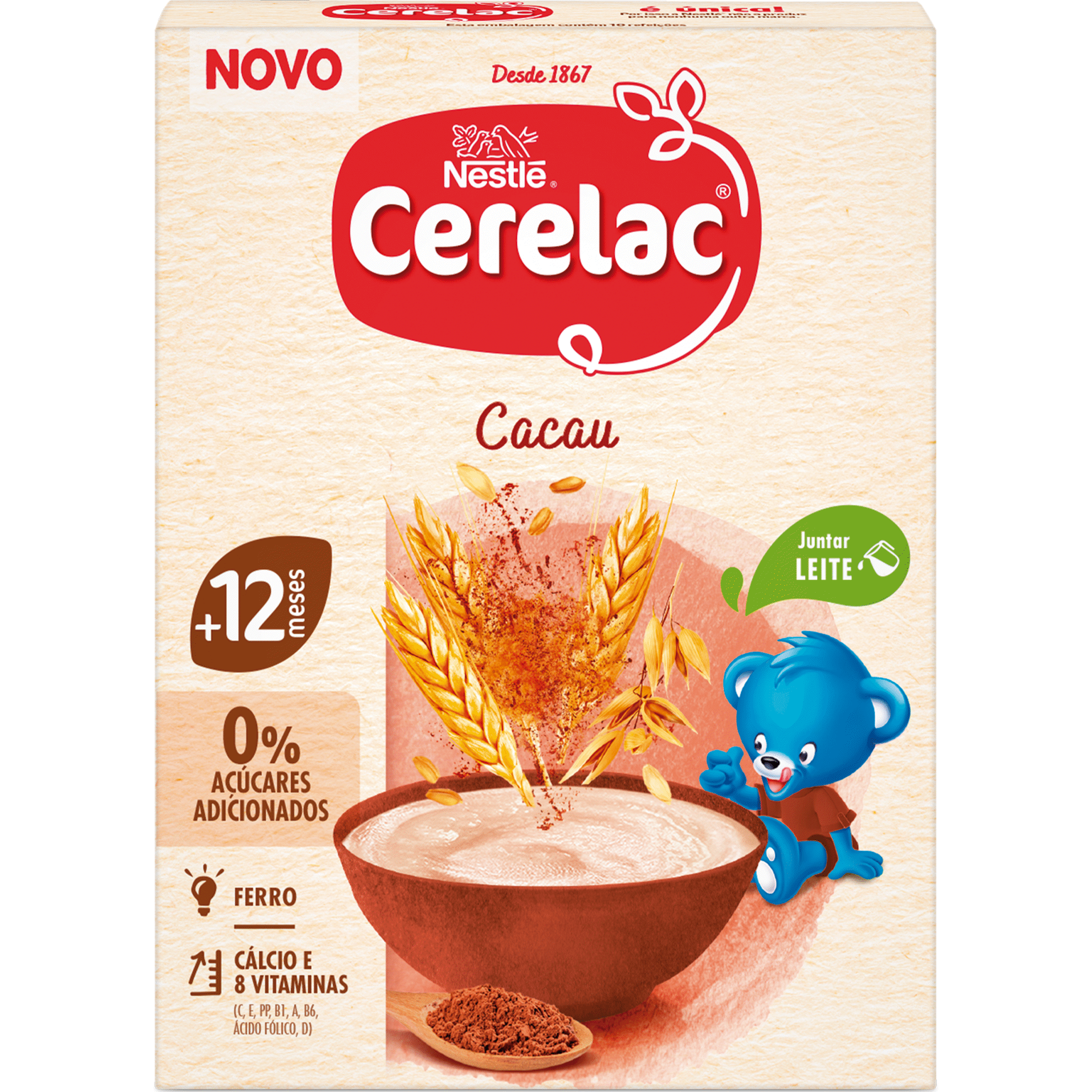 Papa Infantil N&atilde;o L&aacute;ctea Cacau sem A&ccedil;&uacute;car +12M Cerelac