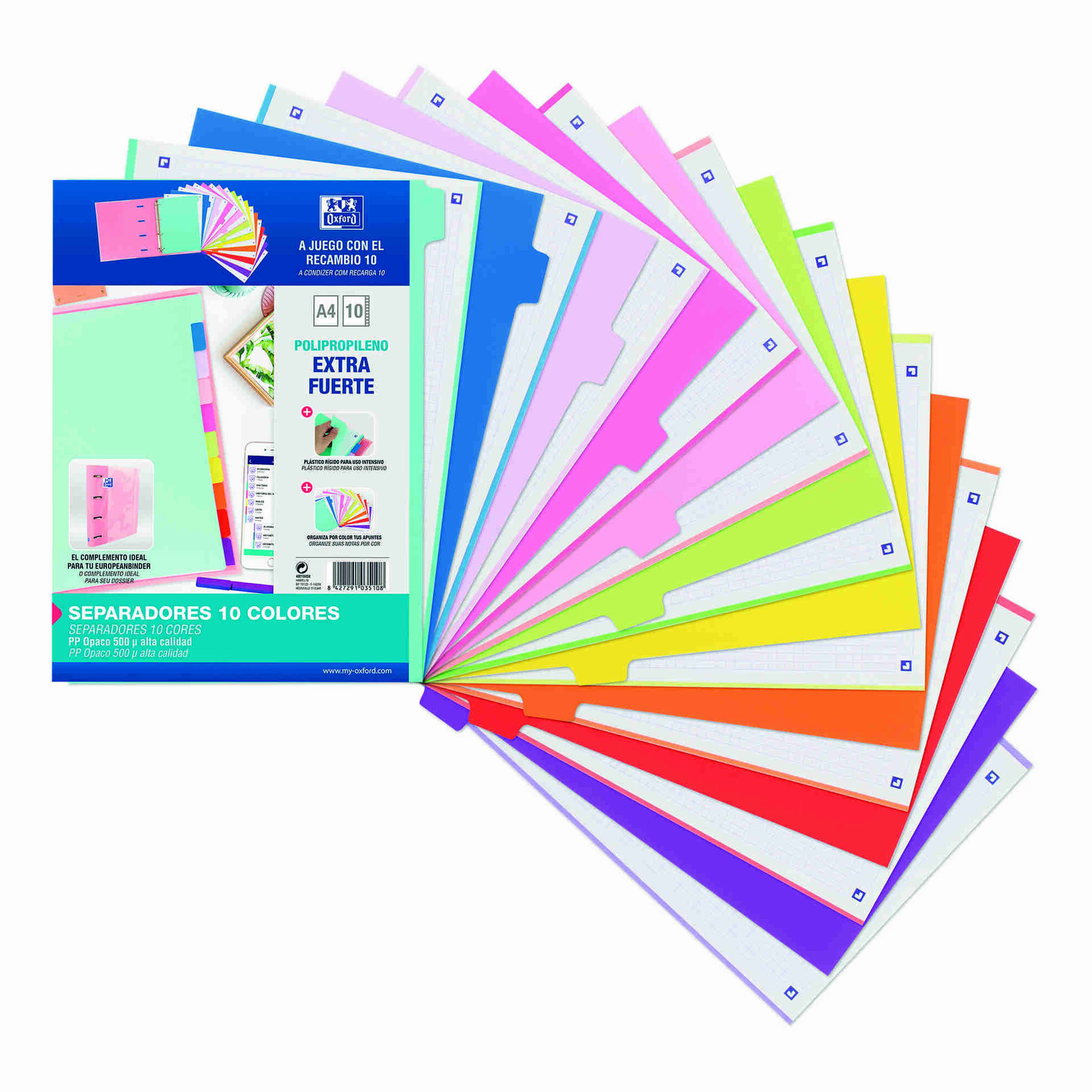 Separador 10 Divis&oacute;rias A4 Prolipropileno Oxford
