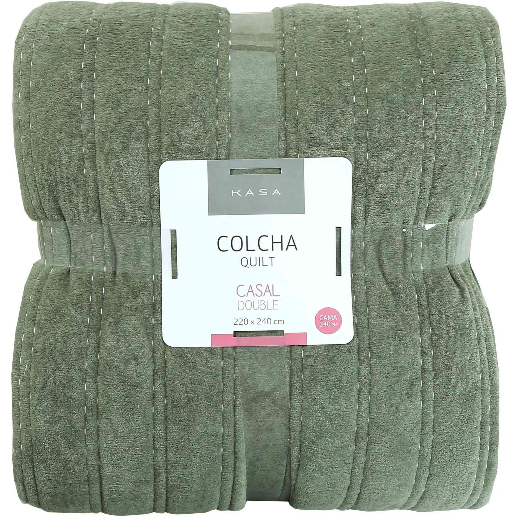 Colcha de Veludo 240x220cm Verde Deep Moss Kasa