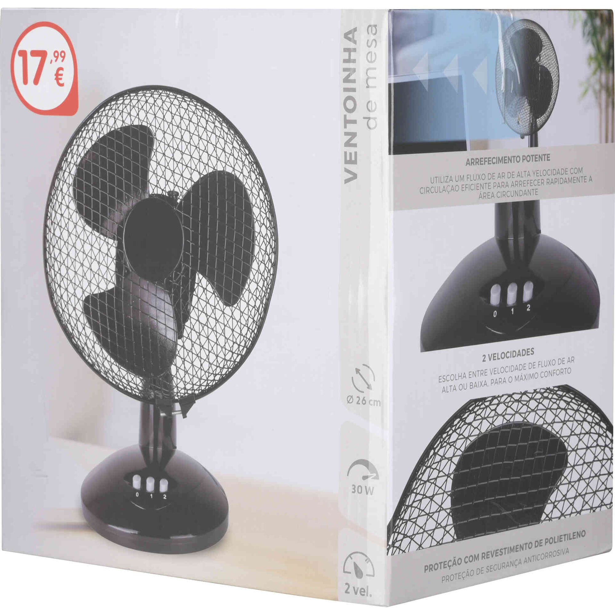 Ventoinha de Mesa 26cm 30W Preto Bazar&atilde;o