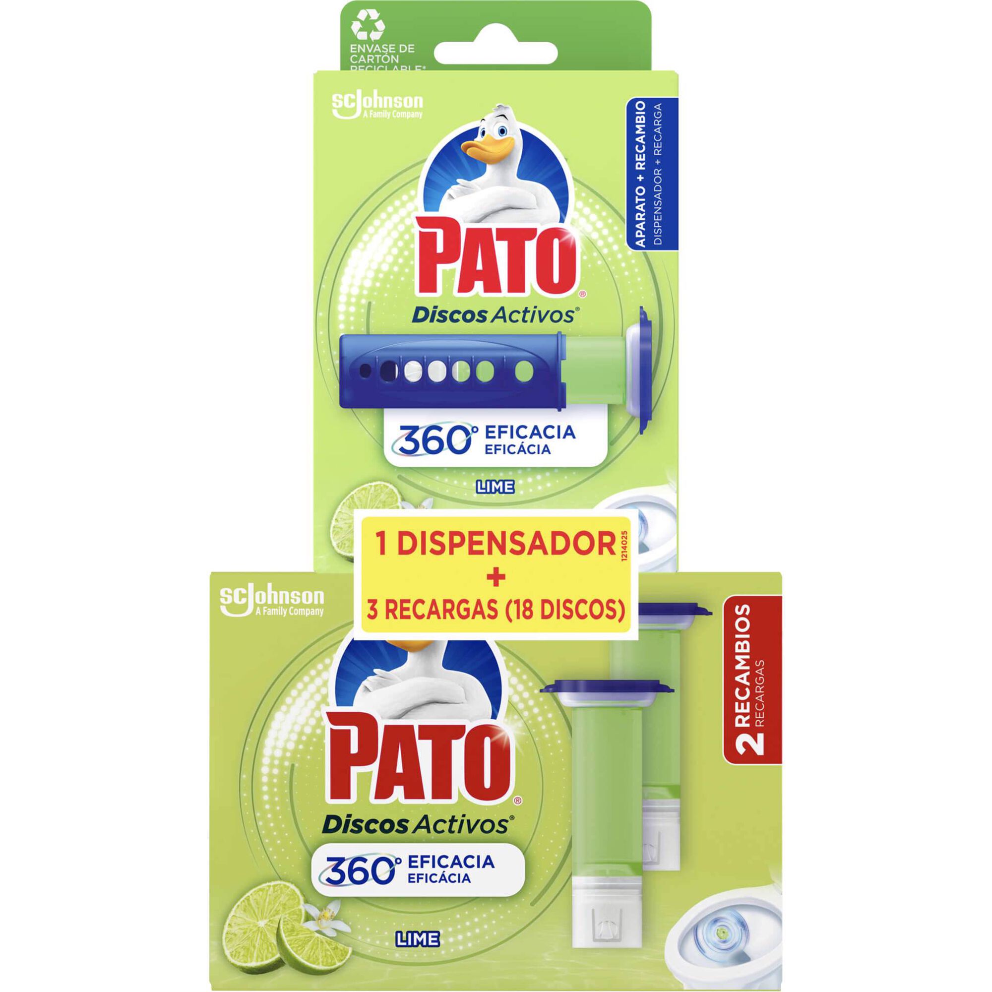Discos Sanitários Ativos Gel Dispensador + 3 Recargas Lima