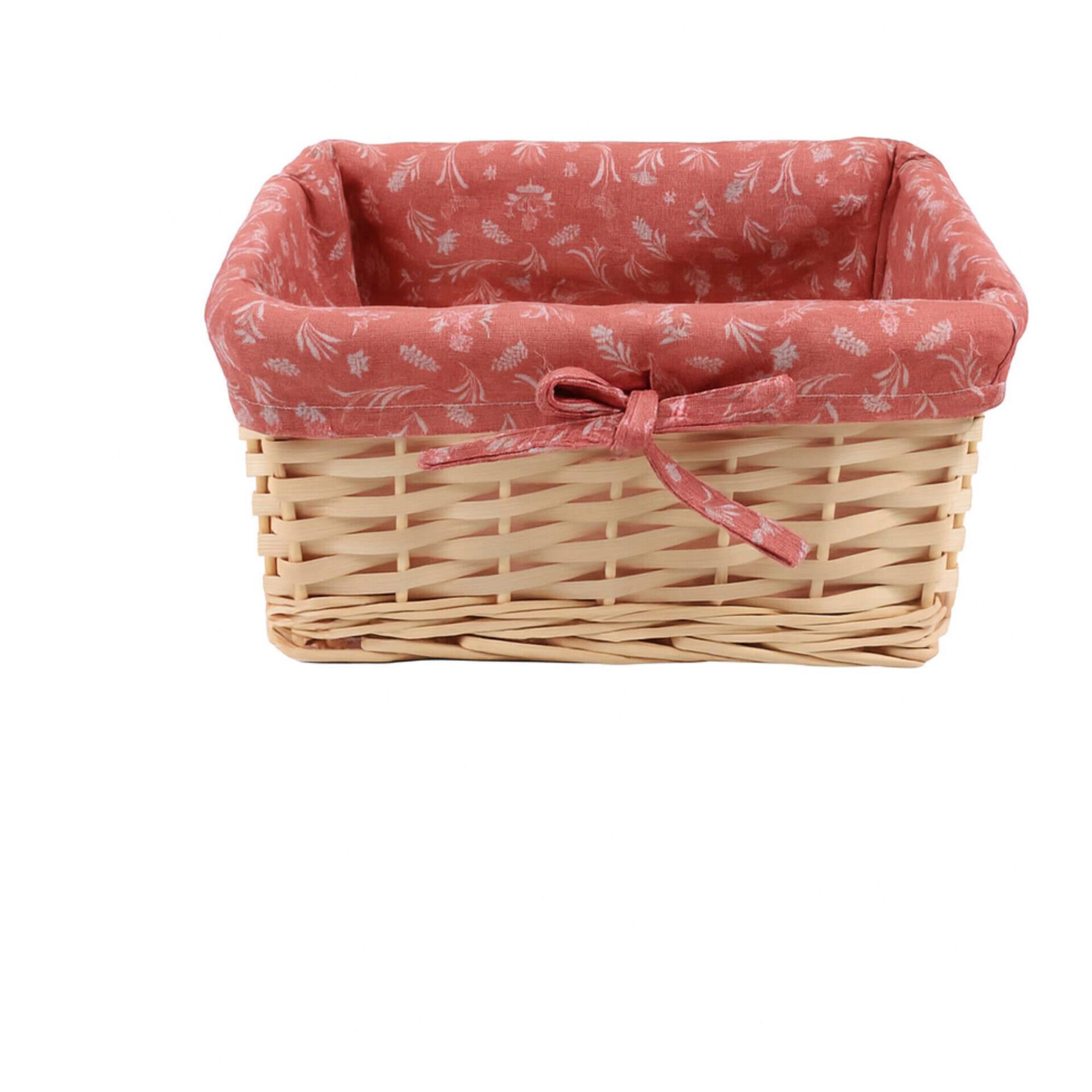 Cesto Tecido com Flores 28x18x14cm Rosa
