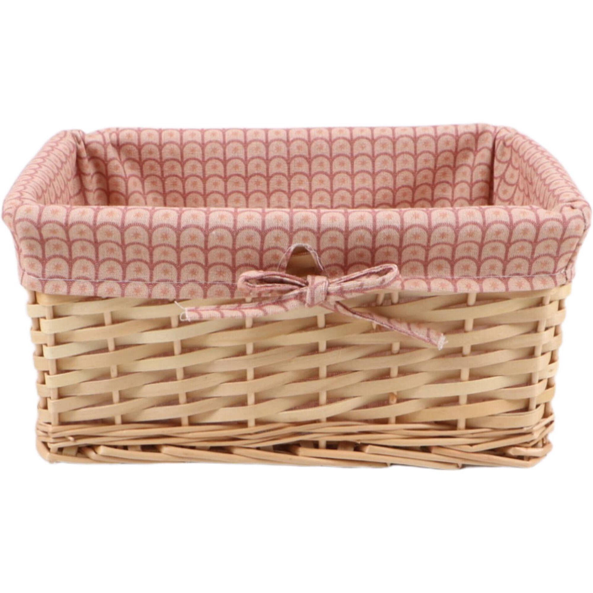 Cesto Tecido Semicírculos 33x23x16cm Rosa