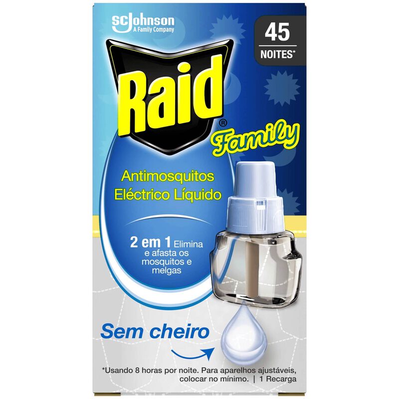 Inseticida Elétrico Recarga Melgas e Mosquitos Family Raid