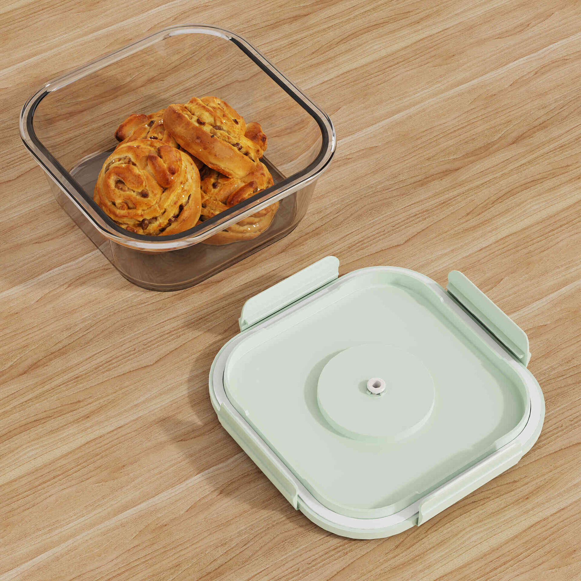 Caixa Vidro Quadrada 1230ml com Vácuo