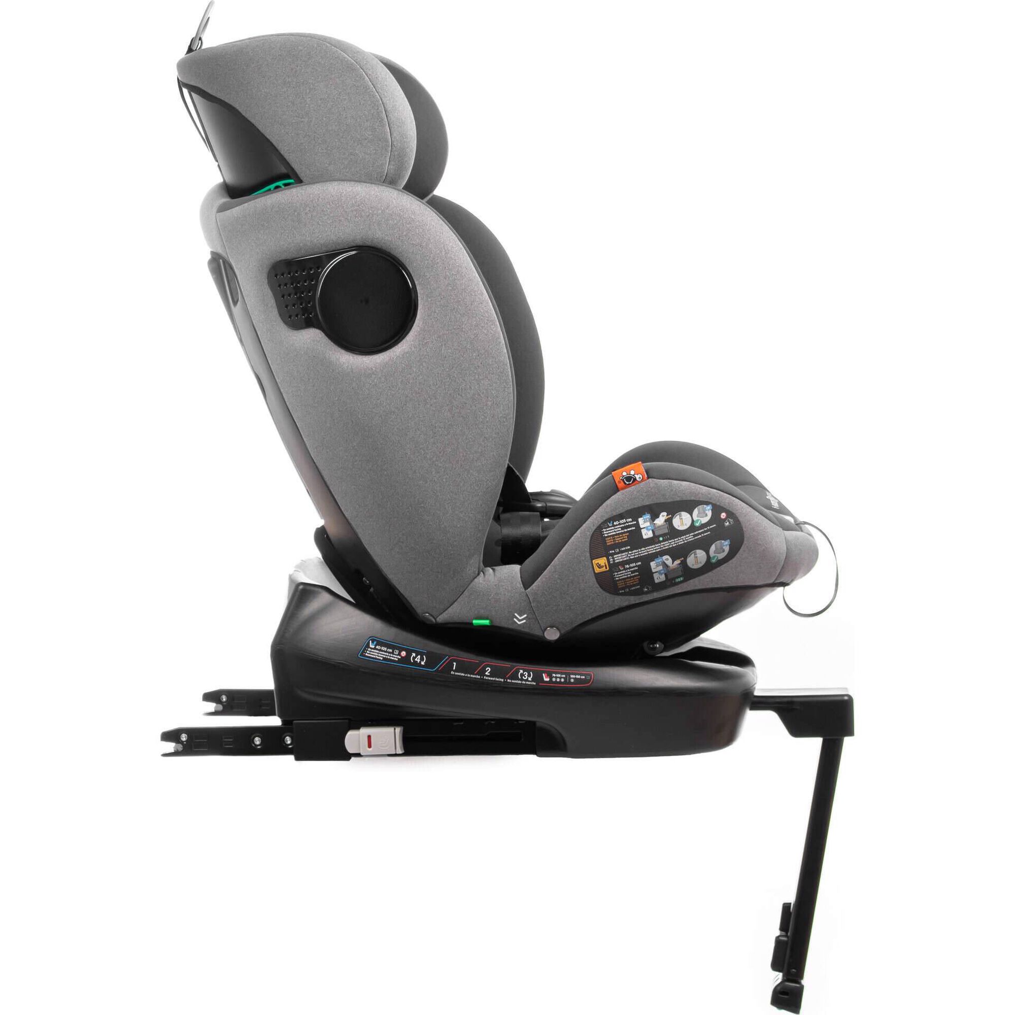 Cadeira Auto I-Size 40-150cm Isofix Rotativa com Pata Cinza