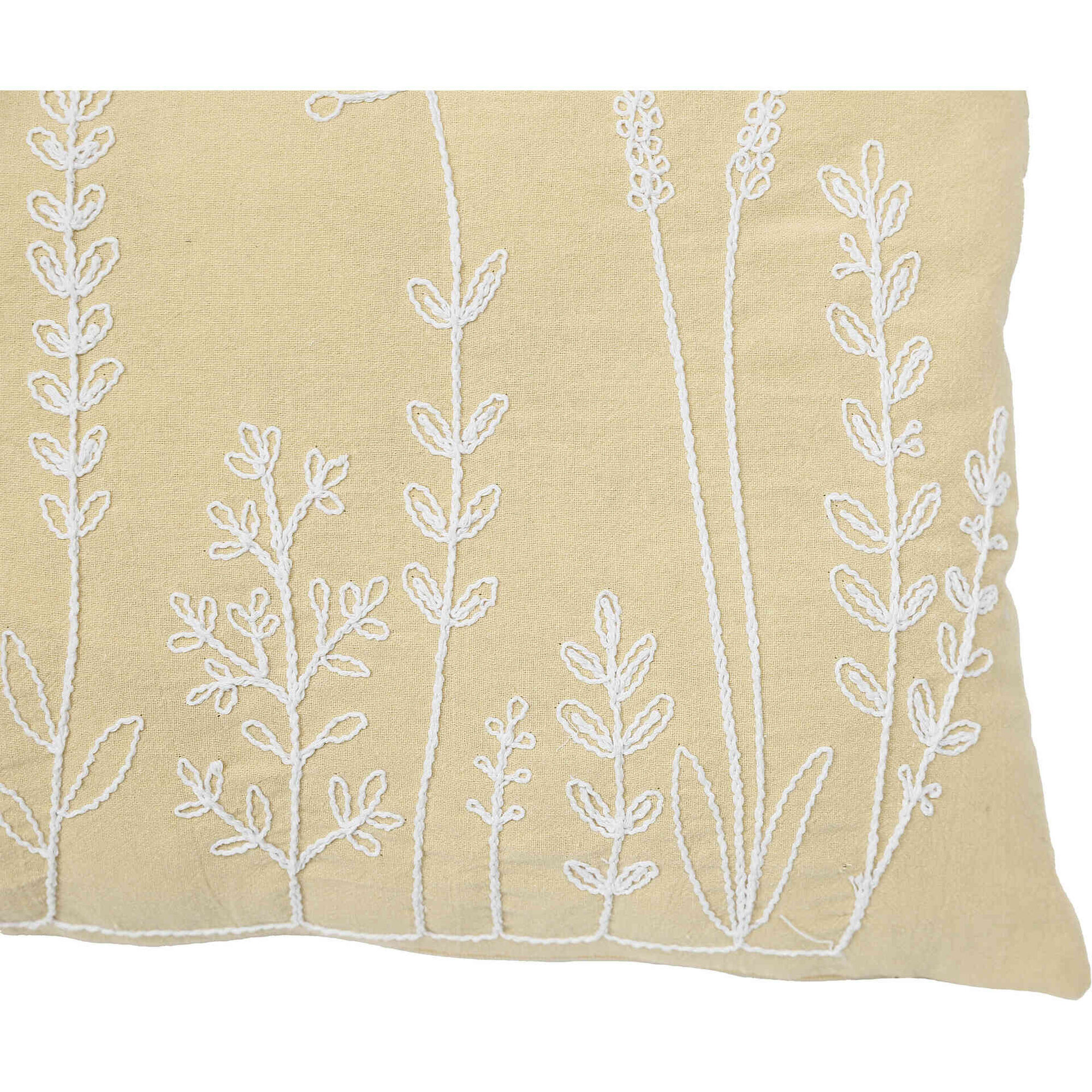 Almofada 30x50cm Flores Bordadas Amarela Kasa