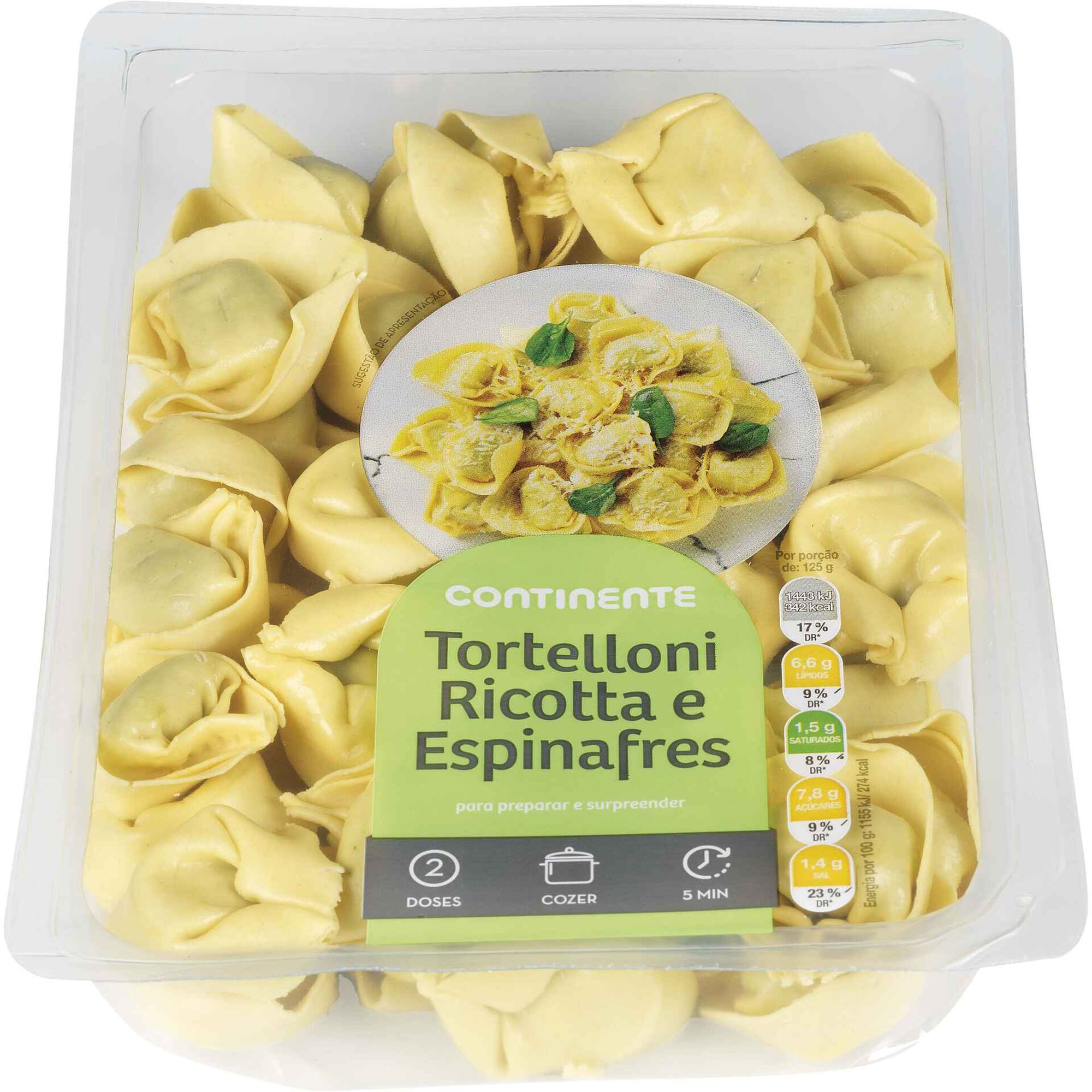 Tortelloni Fresco com Ricotta e Espinafres