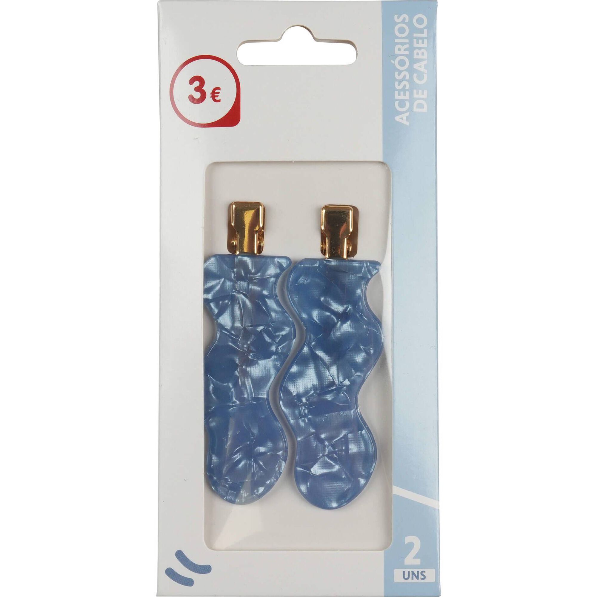 Conjunto 2 Ganchos Cabelo Azul Bazar&atilde;o