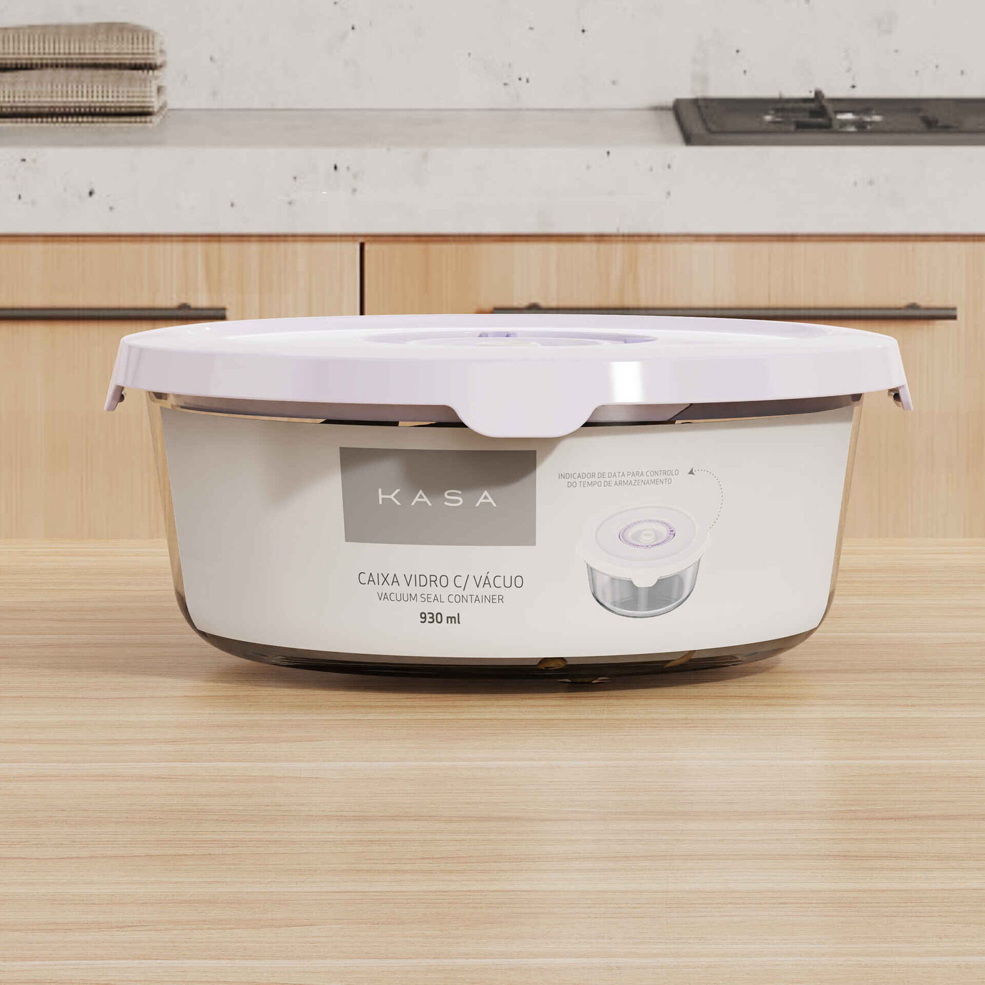 Caixa Vidro Redonda 930ml com Vácuo Caixa Vidro Redonda 930ml com Vácuo