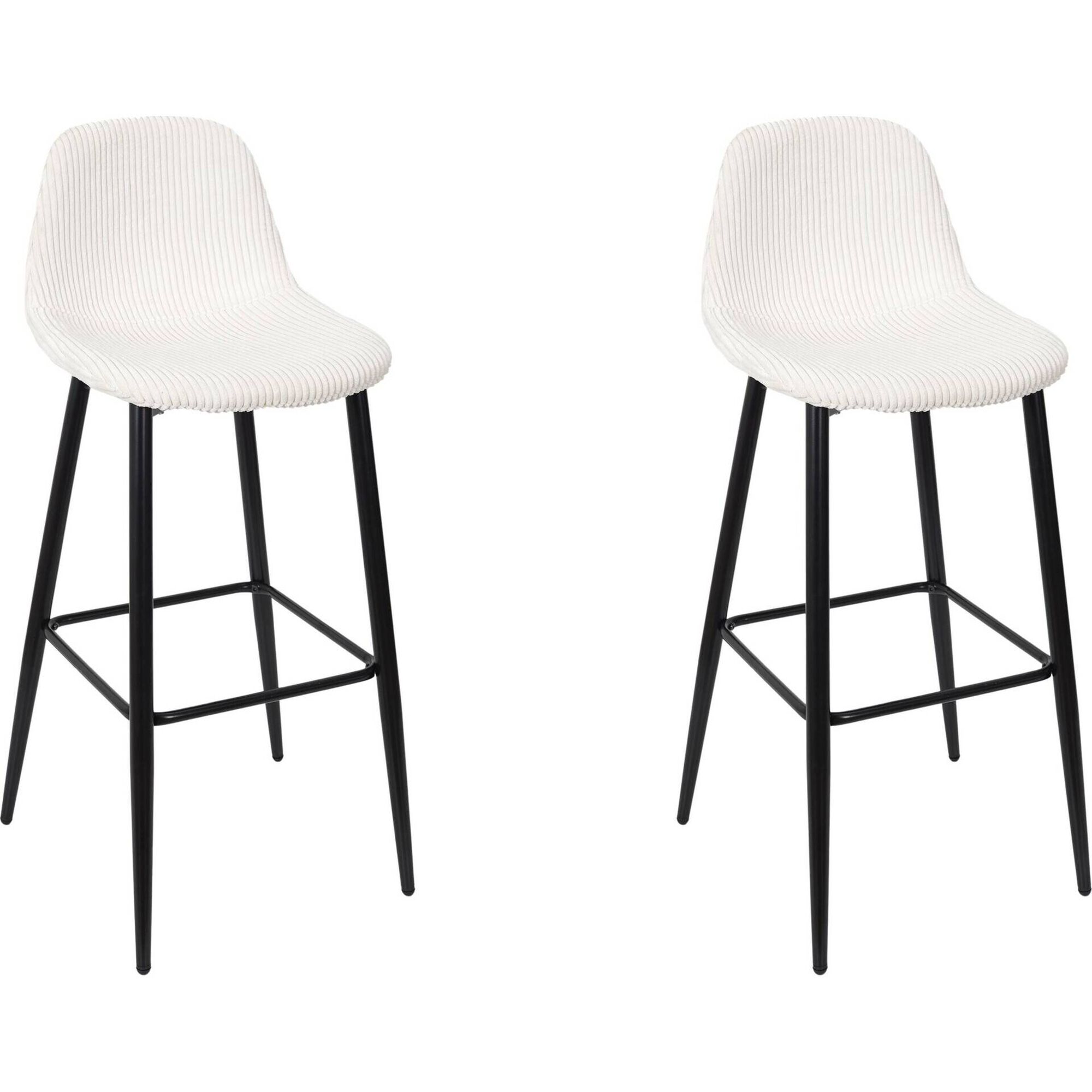 Conjunto de 2 Cadeiras Altas Estofadas Bege Scott