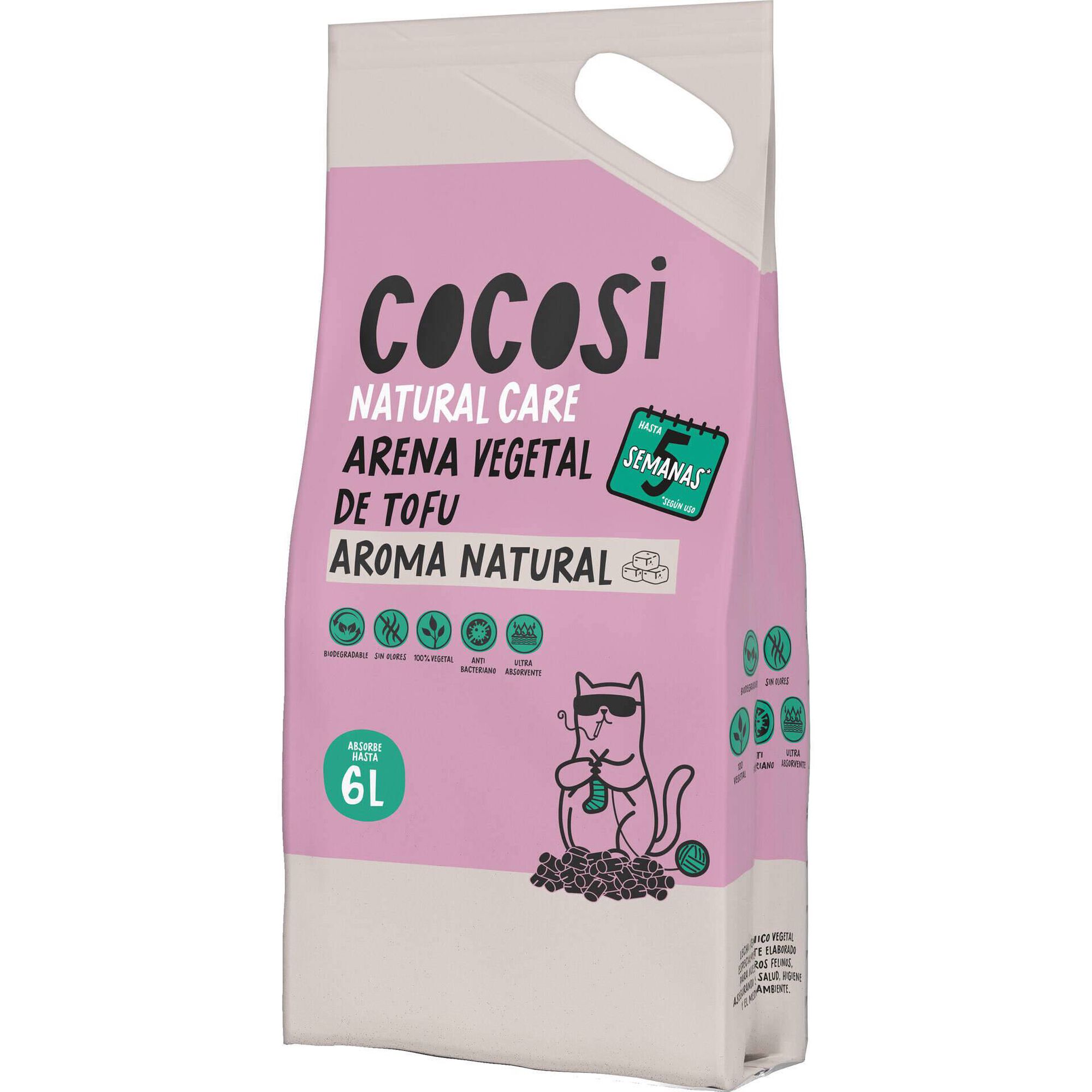 Areia Absorvente Aglomerante Vegetal Tofu Aroma Natural Cocosi