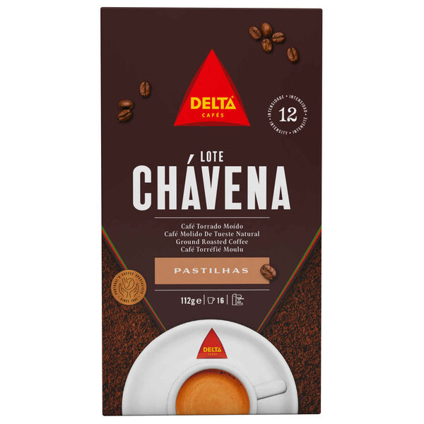 Pastilhas de Café Moído Torrado Lote Chávena Int 12 Delta