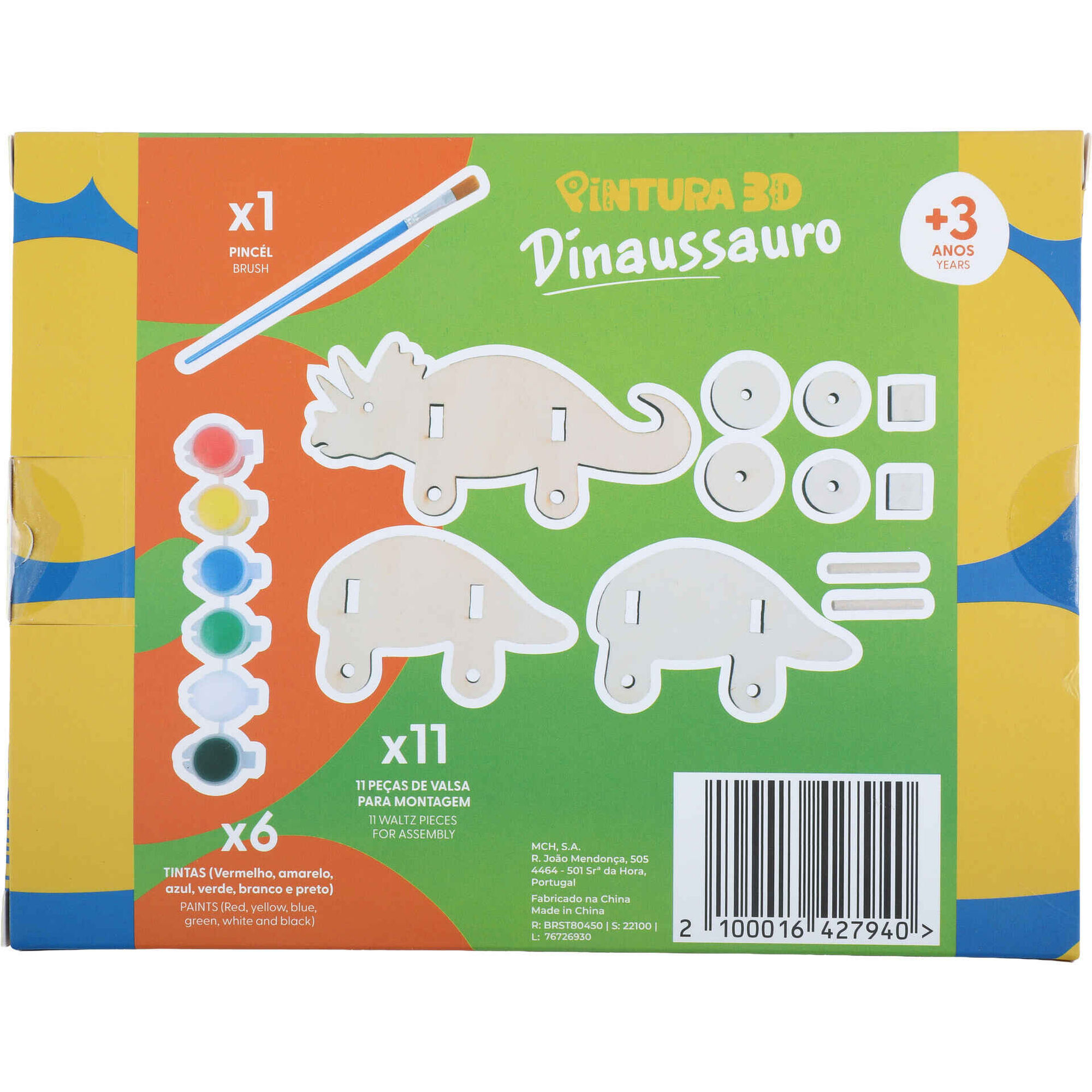 Kit de  Puzzle 3D Dinossauro (v&aacute;rios modelos) Pintura