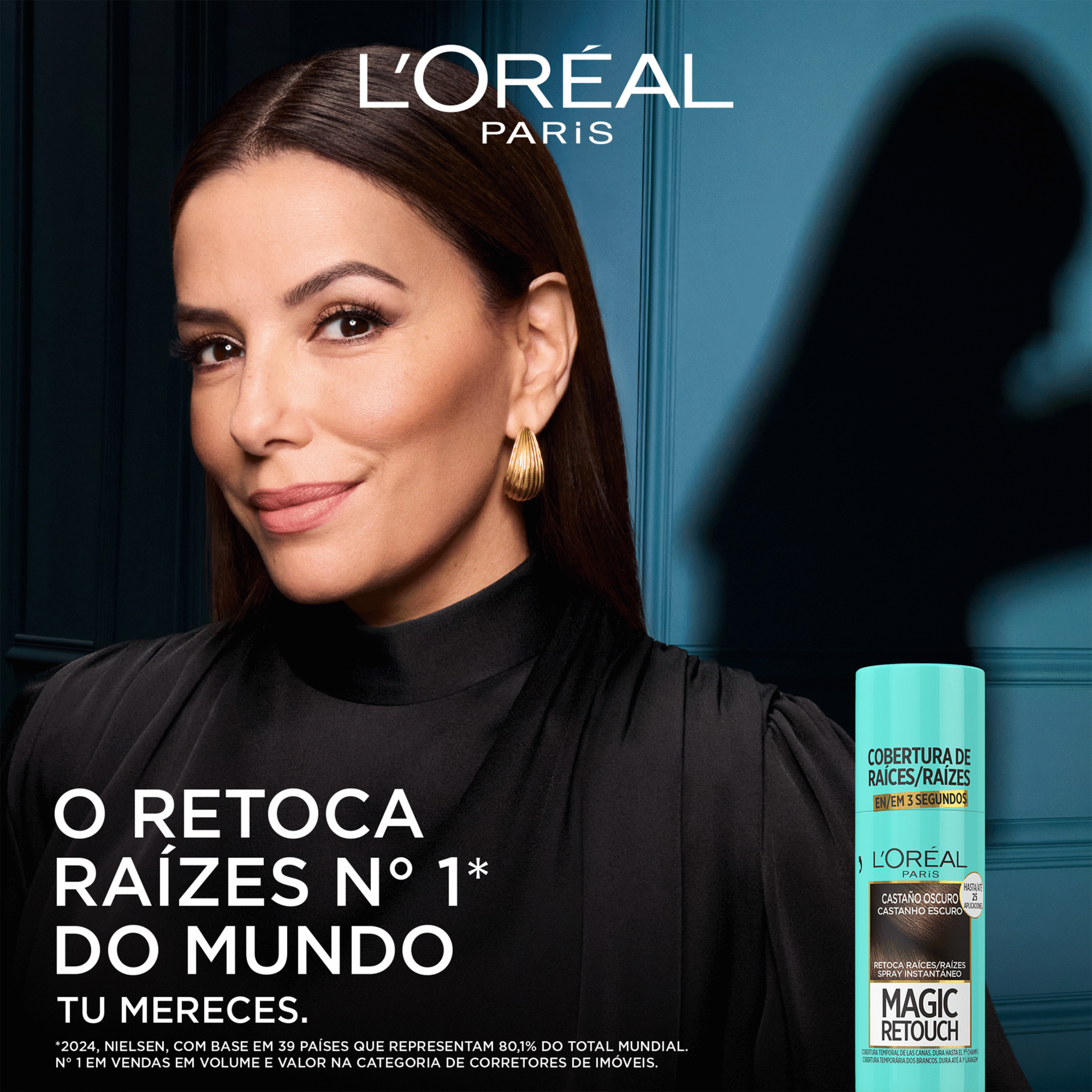 Colora&ccedil;&atilde;o Retoca Ra&iacute;zes Spray Preto L'Or&eacute;al Paris Magic Retouch
