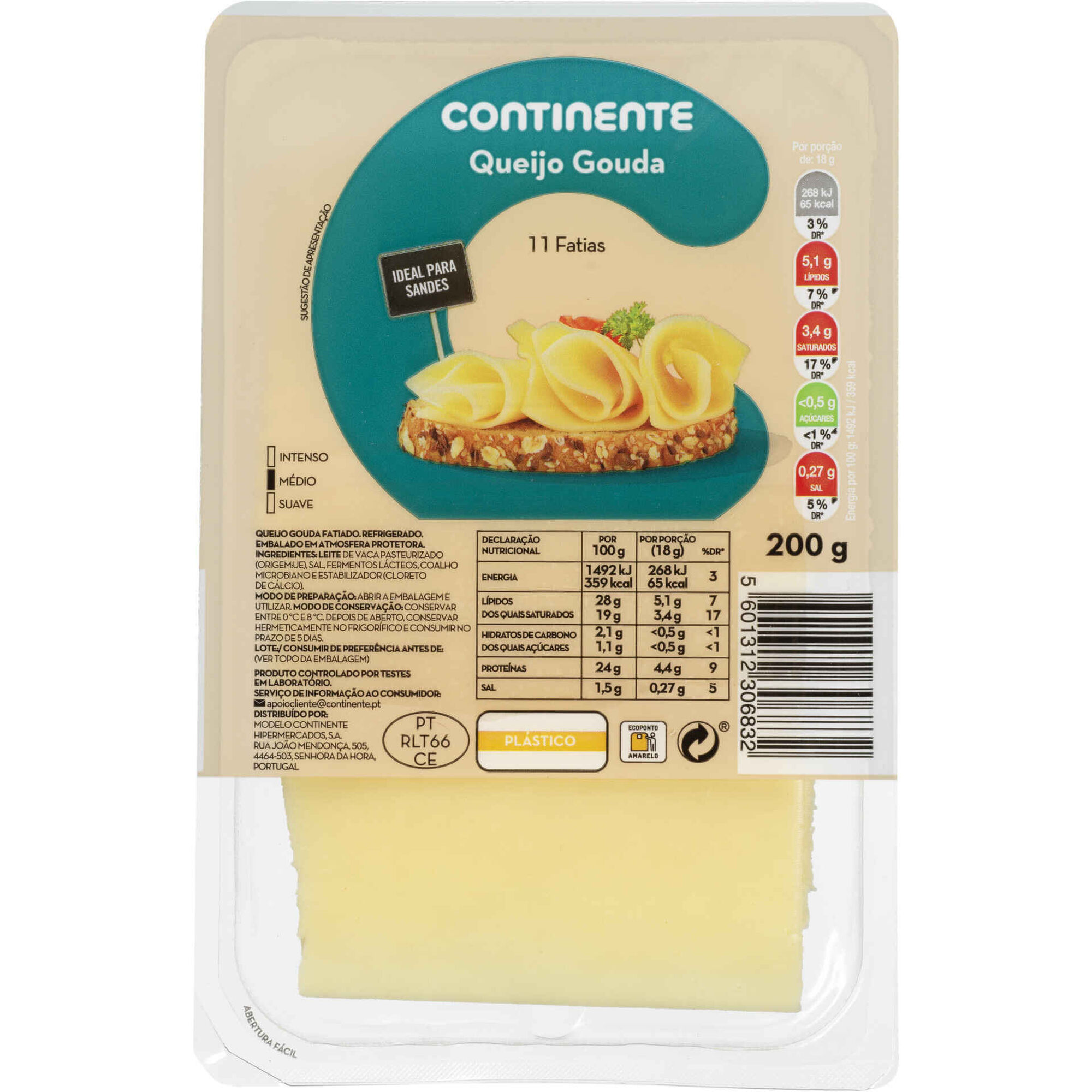 Queijo Gouda Fatiado
