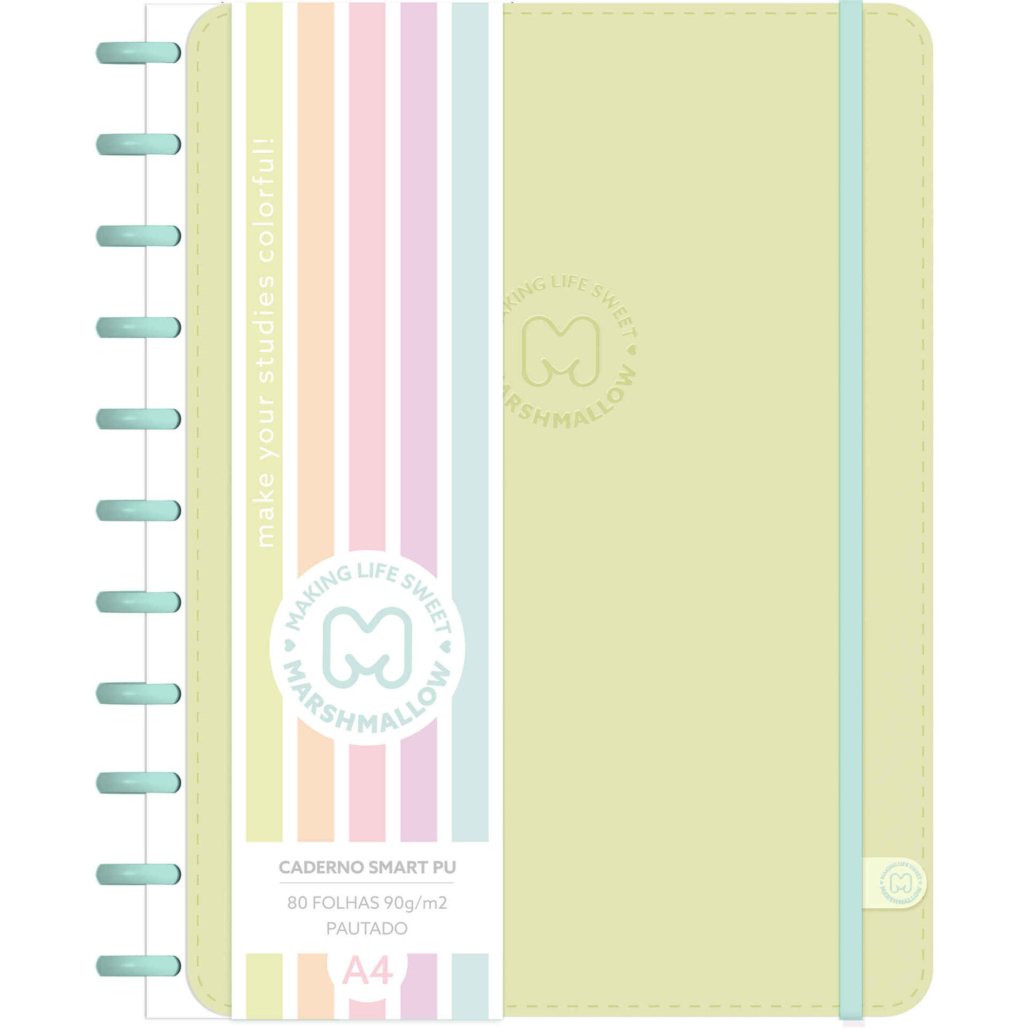 Caderno Smart Espiral A4 Pautado (v&aacute;rias cores) Marshmallow