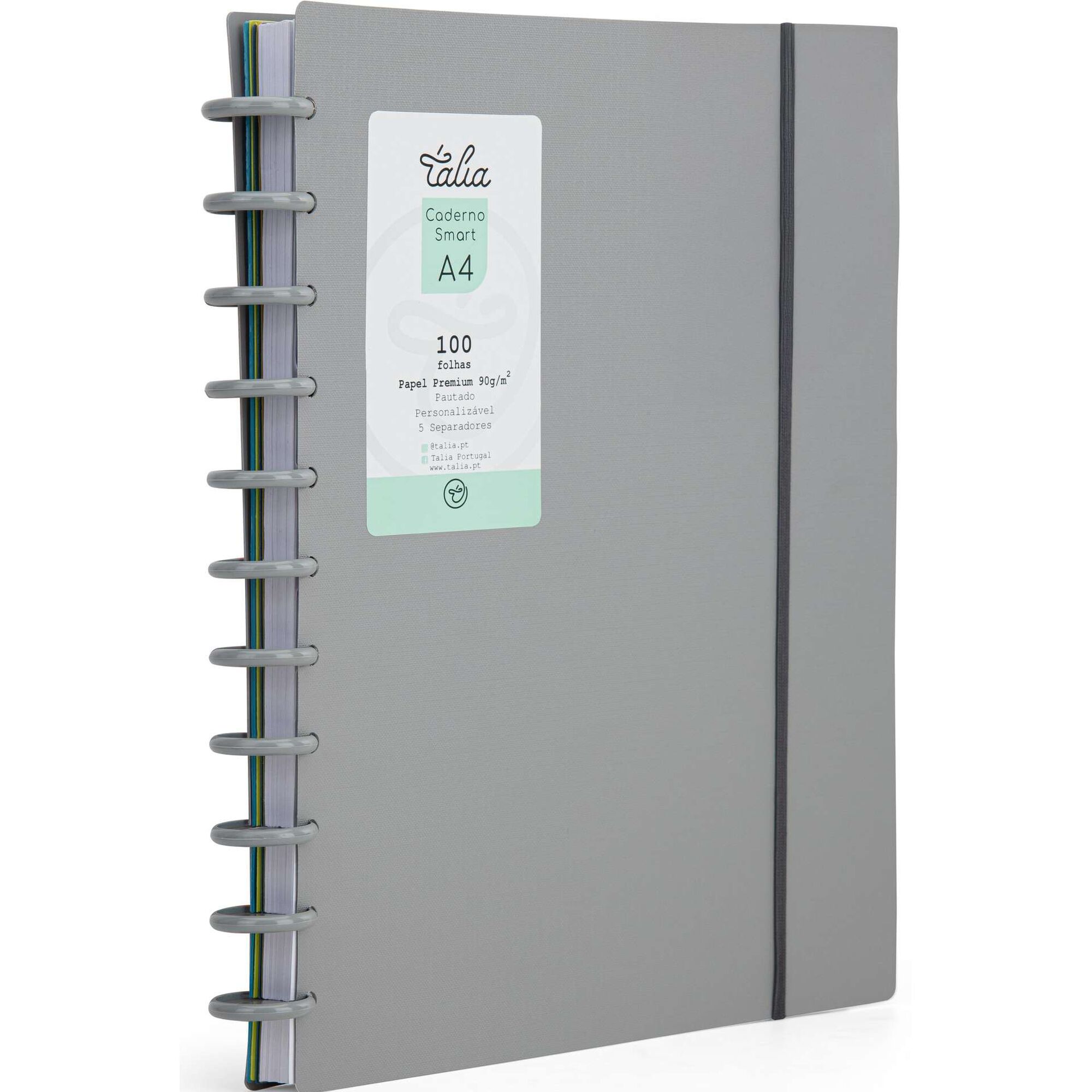 Caderno Smart Espiral A4 Pautado Cinza