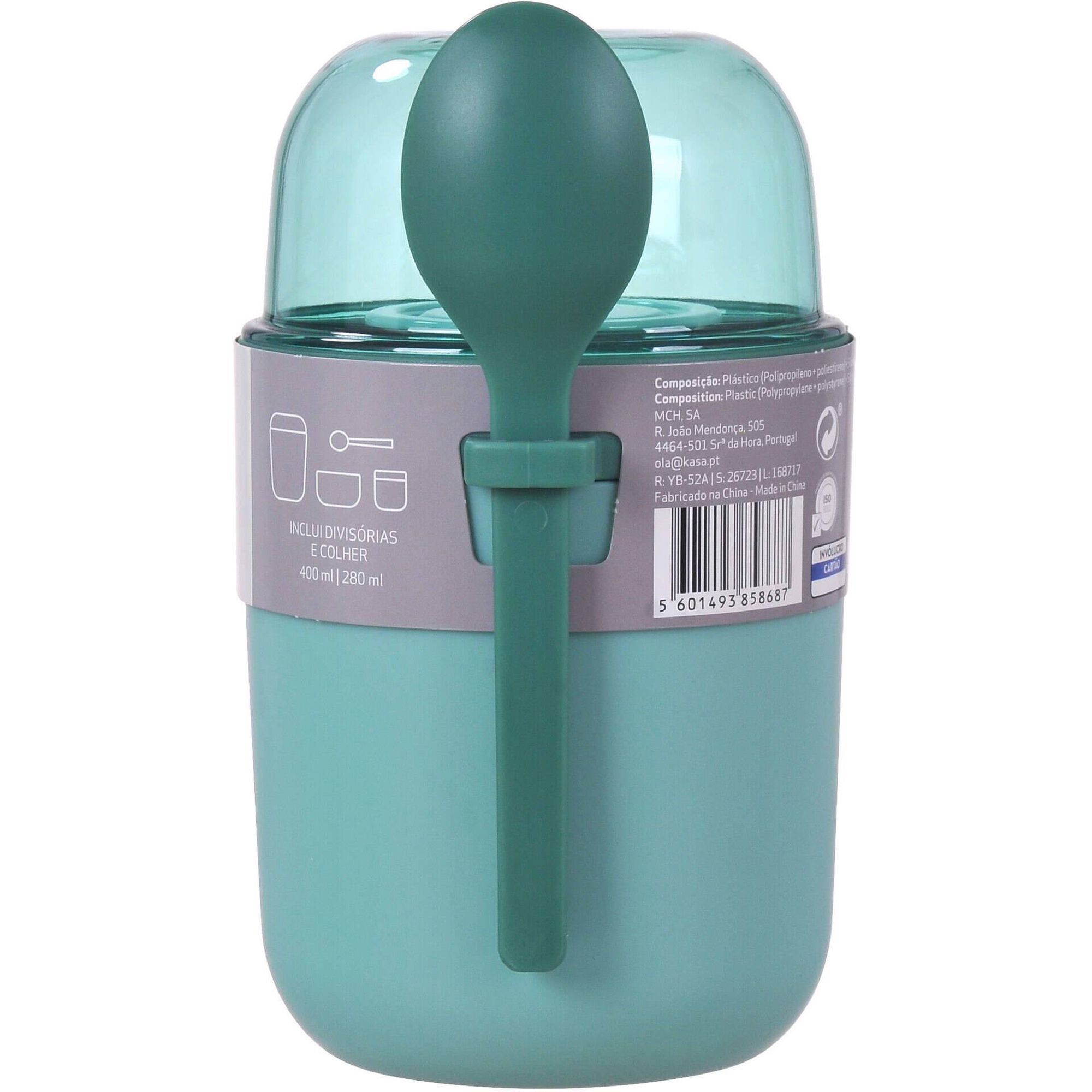 Ta&ccedil;a para Iogurte com Divis&oacute;rias e Colher Verde