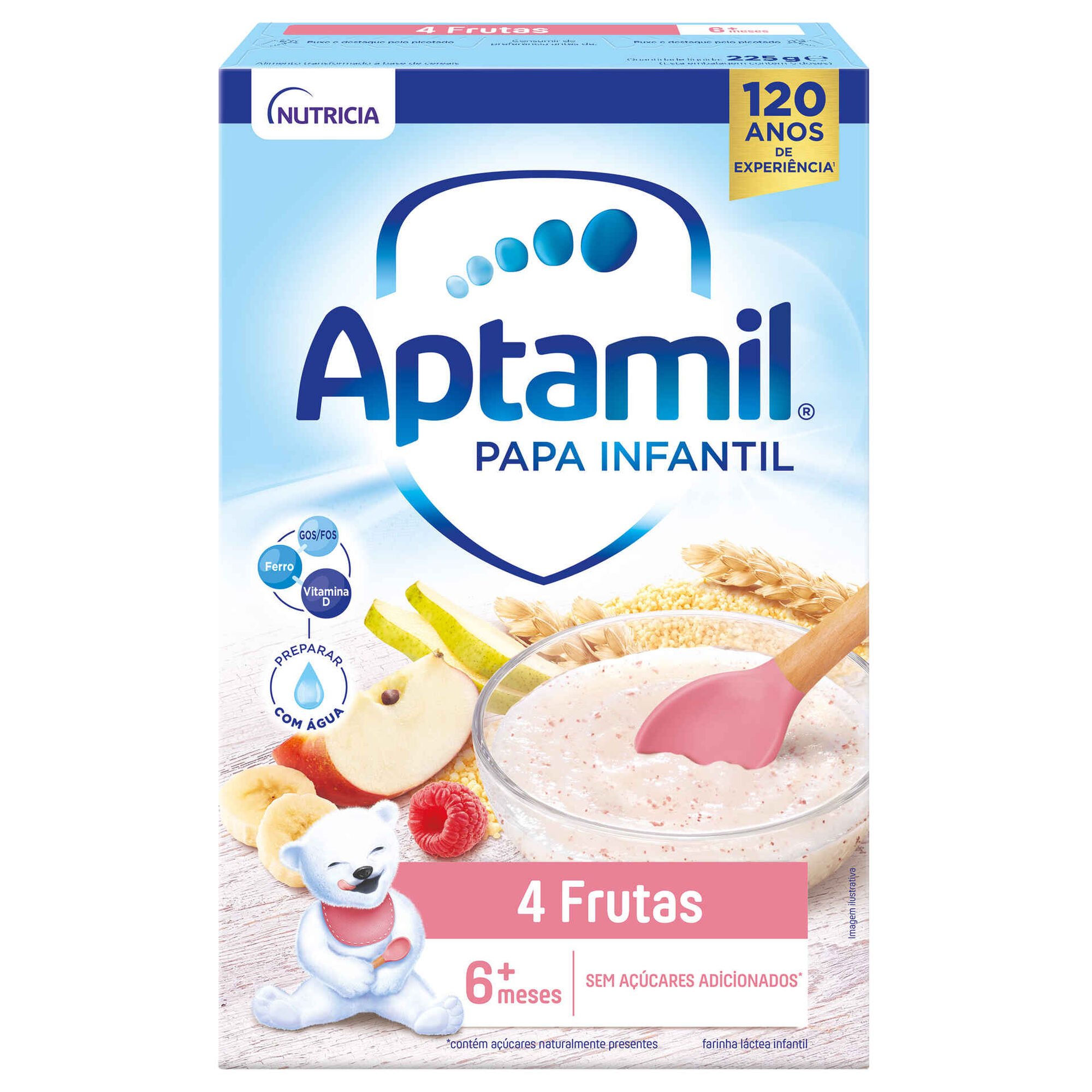 Papa Infantil Farinha Láctea 4 Frutas +6M