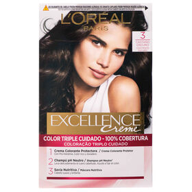Colora&ccedil;&atilde;o Permanente Creme Castanho Escuro 3 L'Or&eacute;al Paris Excellence