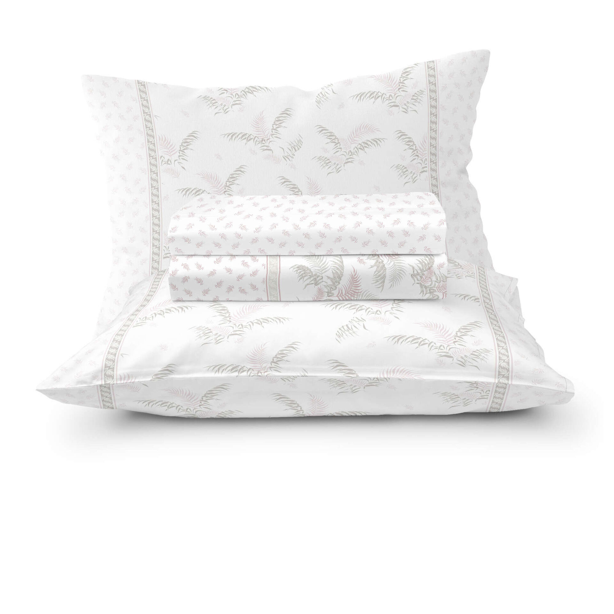 Conjunto Lençóis Algodão 280x300cm Branco e Rosa Larim Conjunto Lençóis Algodão 280x300cm Branco e Rosa Larim