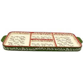 Prato com 4 Divis&oacute;rias 37x17cm Verde Kasa