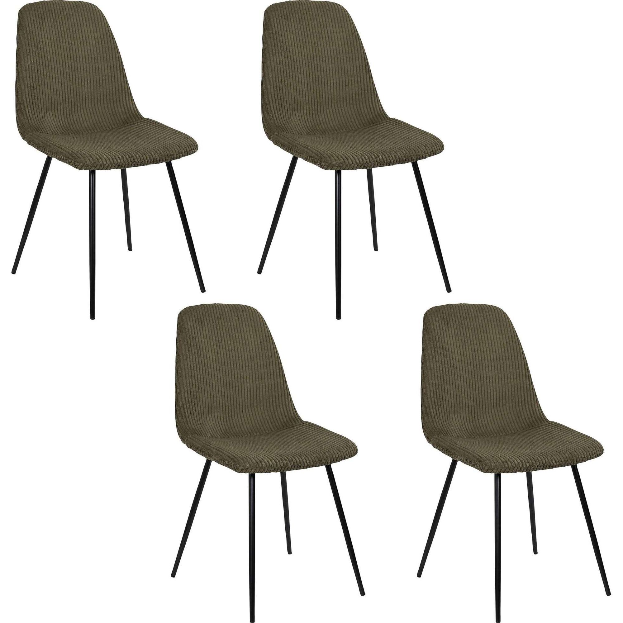 Conjunto de 4 Cadeiras Estofadas Verde Scott