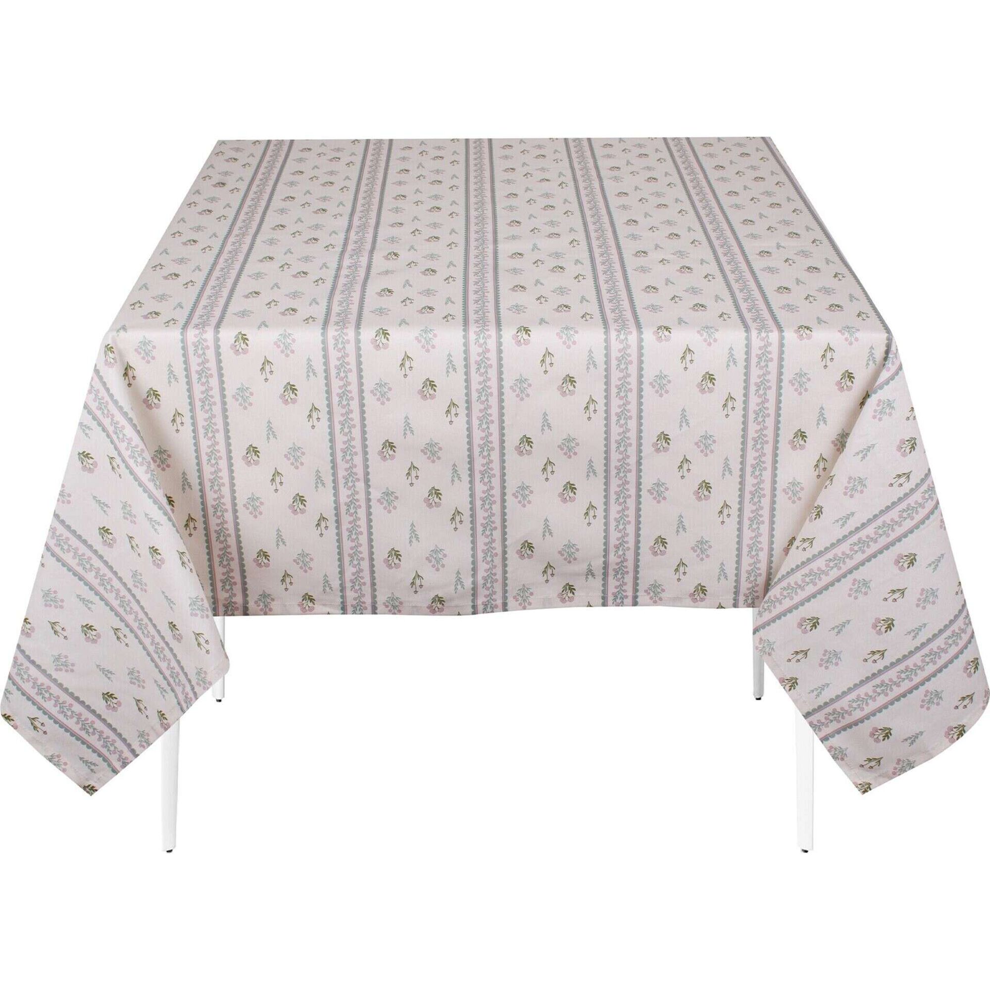 Toalha Mesa Algod&atilde;o Flores Verde