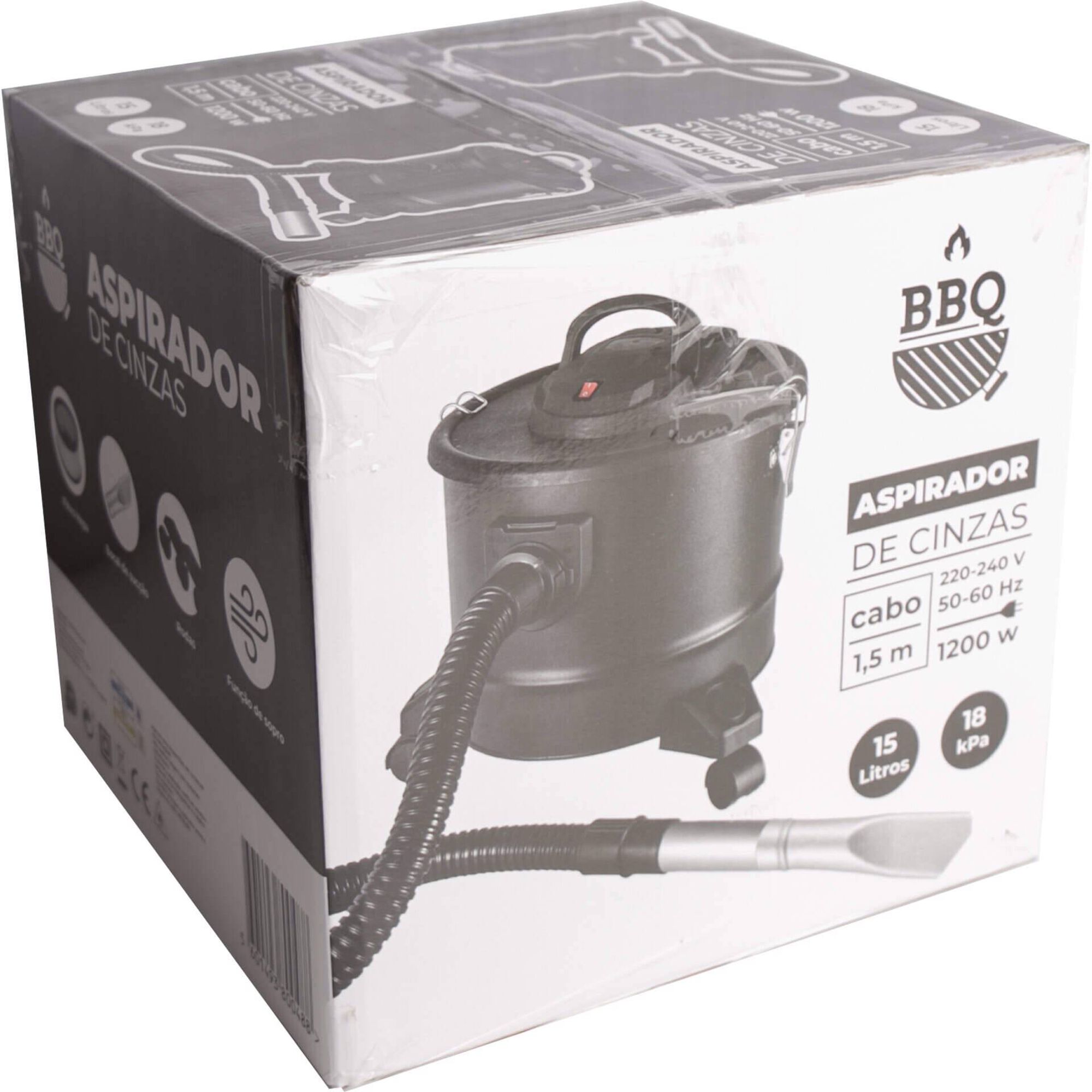 Aspirador Cinzas 1200W 15L com Rodas