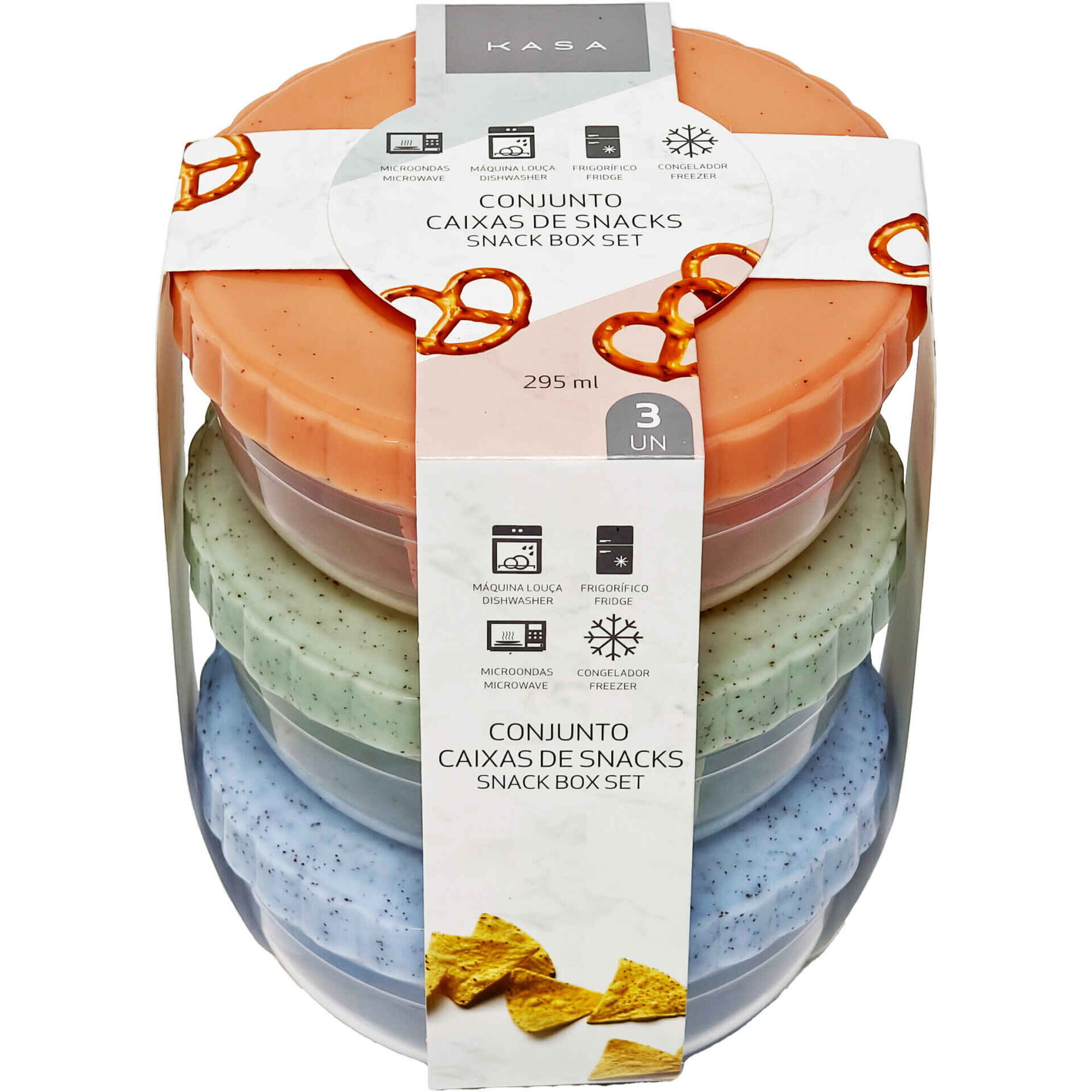 Conjunto de 3 Caixas 295ml Snacks Kasa