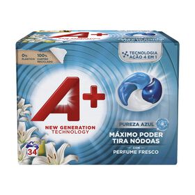 Detergente M&aacute;quina Roupa C&aacute;psulas Pureza Azul A+