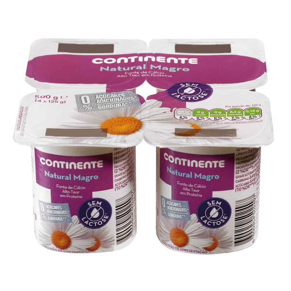 Iogurte Magro Natural sem Lactose Continente Equilíbrio