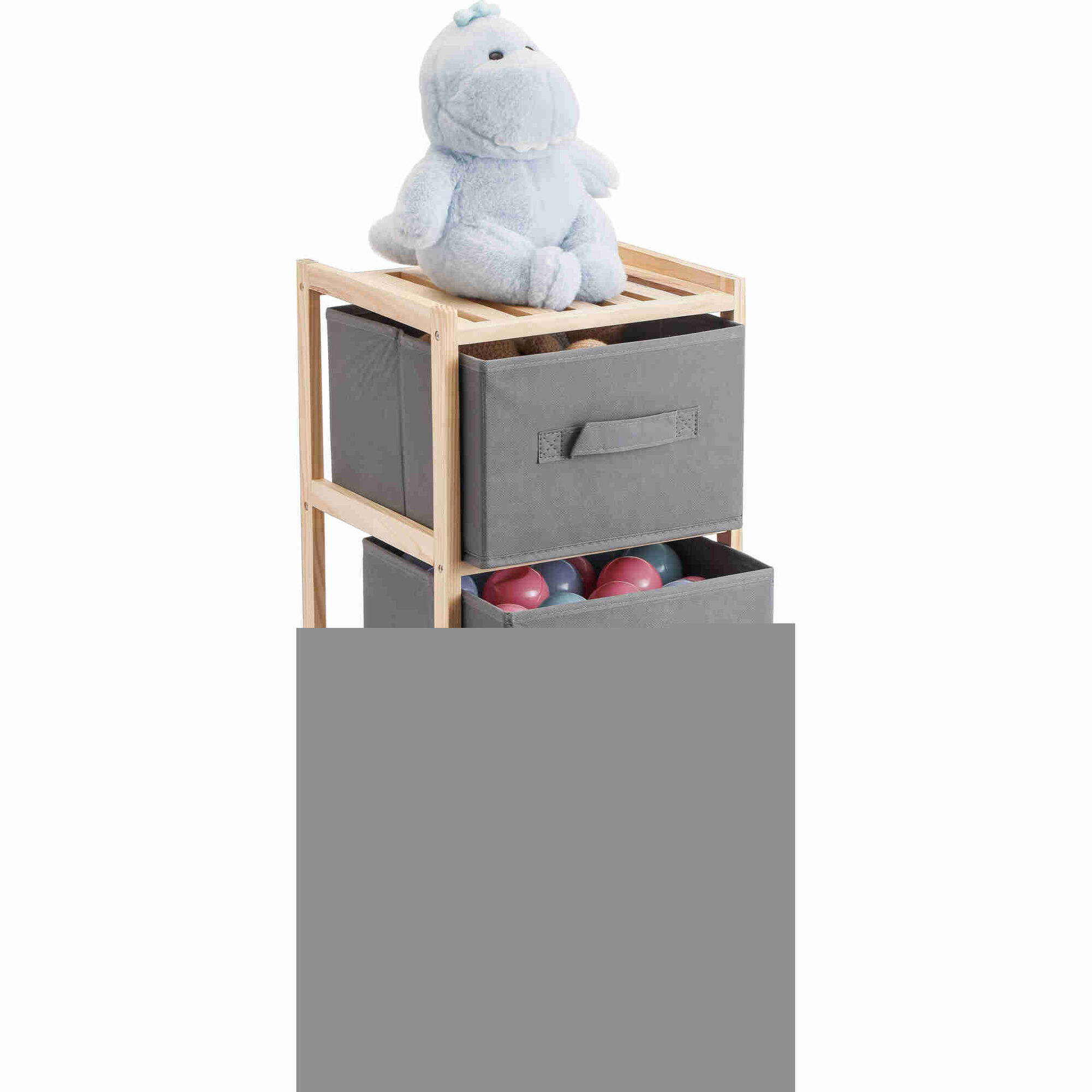 M&oacute;vel Organizador com 3 N&iacute;veis Cinza 25,5x27,5x65cm Bazar&atilde;o, , hi-res
