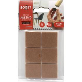 Conjunto 6 Adesivos Feltro Quadrados 3,1x3,1cm Castanho Boost