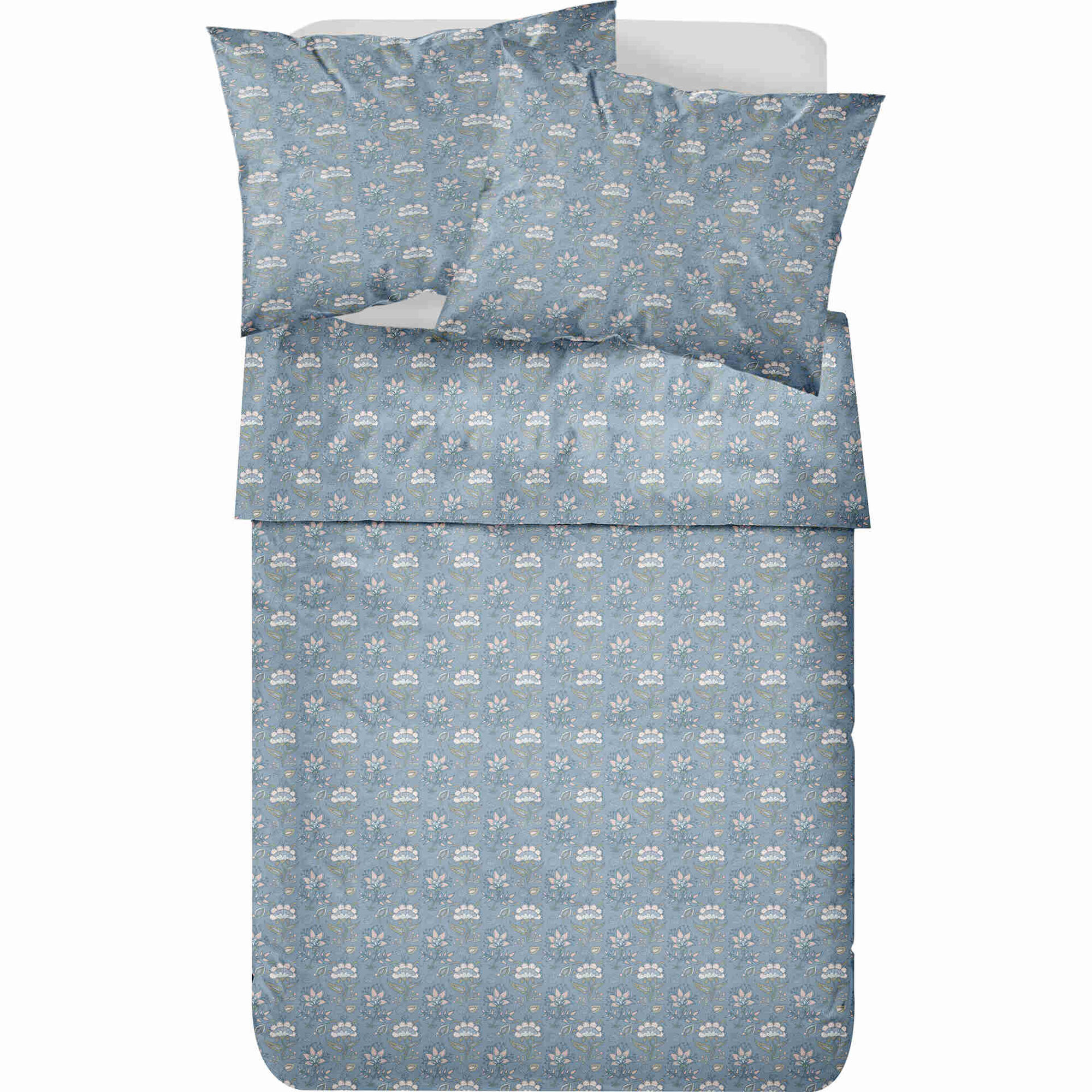 Conjunto Lençóis Algodão Índia Azul