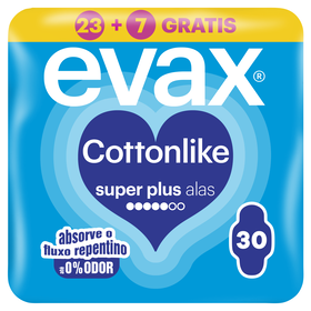 Pensos Higi&eacute;nicos Cottonlike Super Plus com Abas Evax