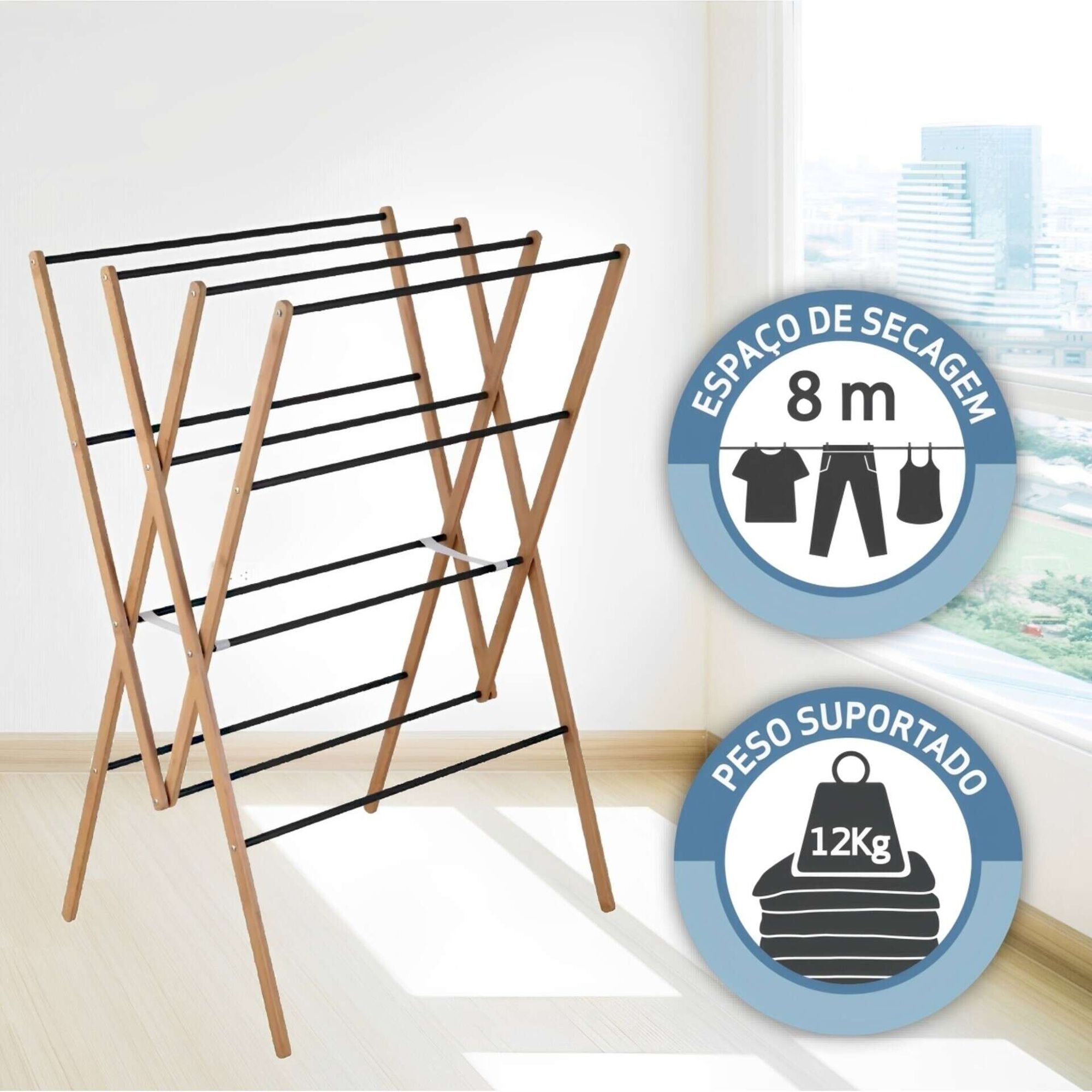Estendal Ch&atilde;o Vertical Bambu 8m Kasa