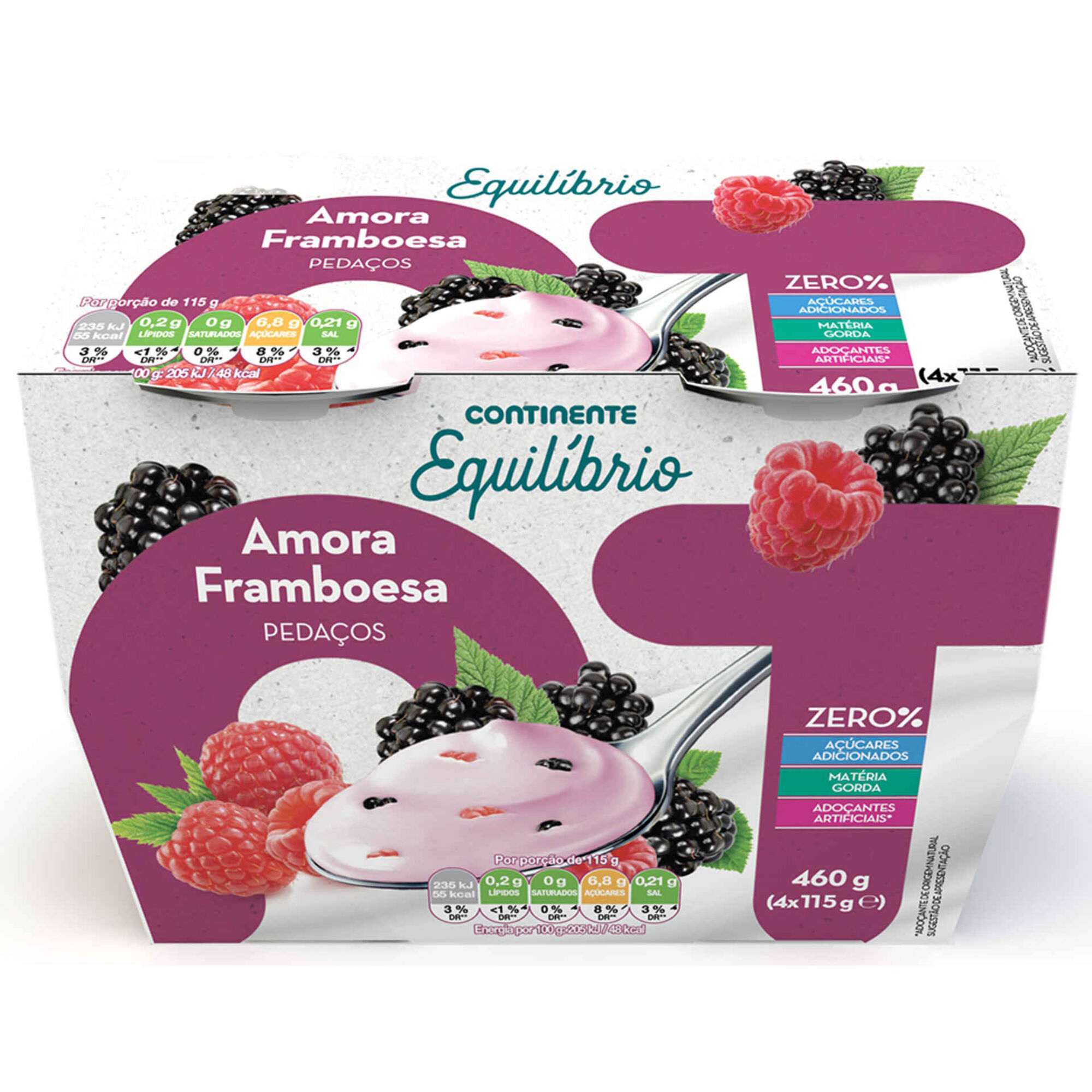 Iogurte Pedaços Zero% Amora e Framboesa Iogurte Pedaços Zero% Amora e Framboesa