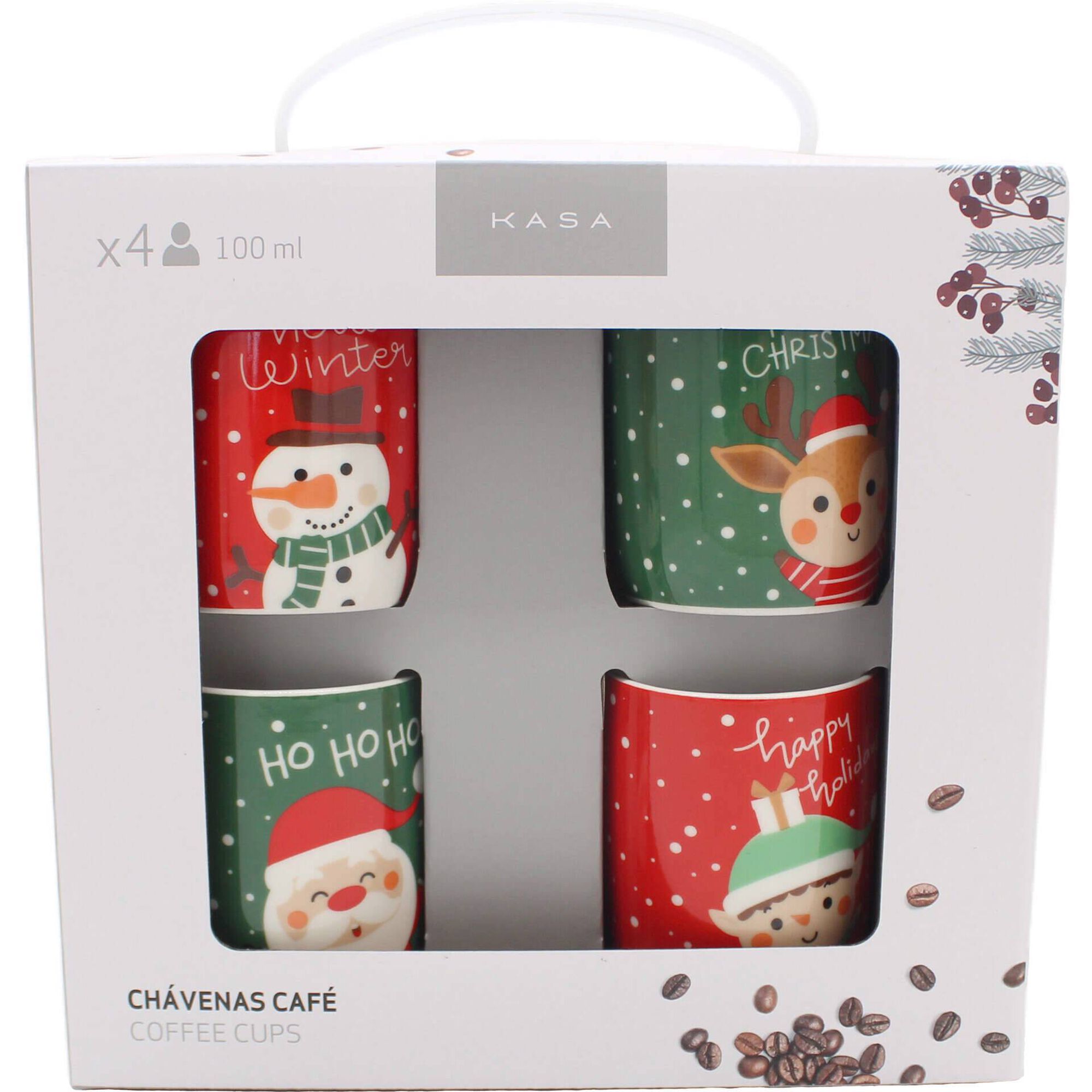 Conjunto 4 Chávenas Café Figuras Natal