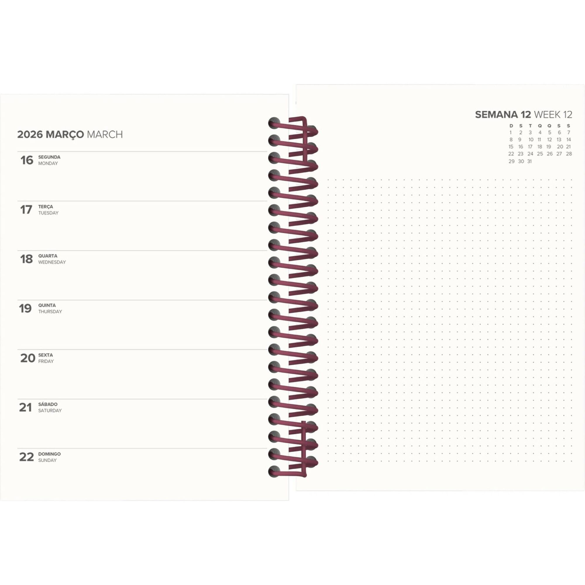 Agenda A6 2026 Espiral 12 Meses (várias cores)