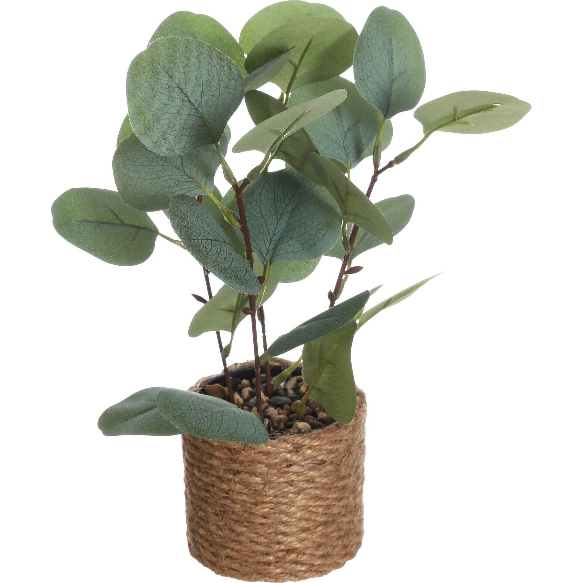 Planta Artificial Folha Verde em Vaso Juta