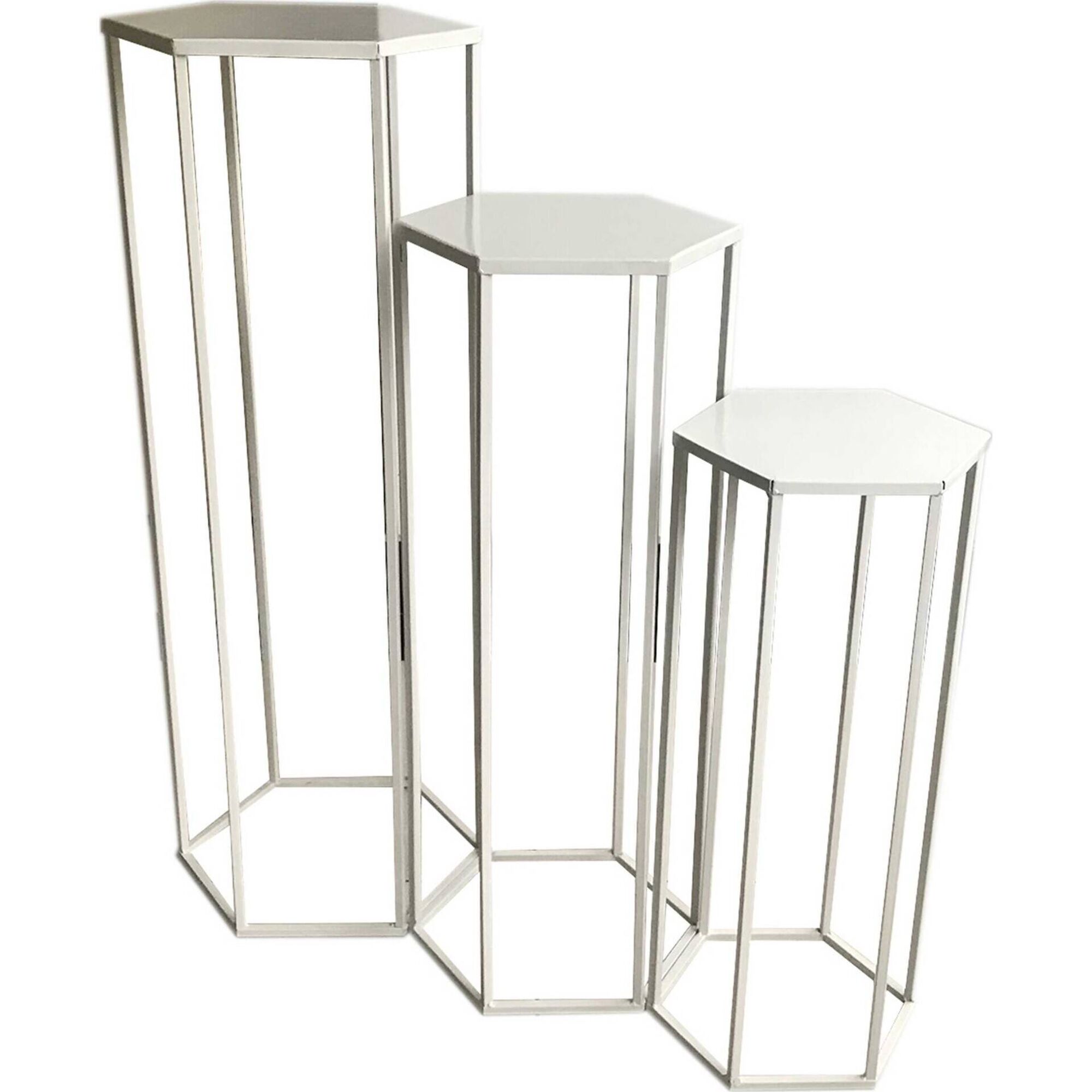 Conjunto de 2 Mesas de Apoio Altas Branco