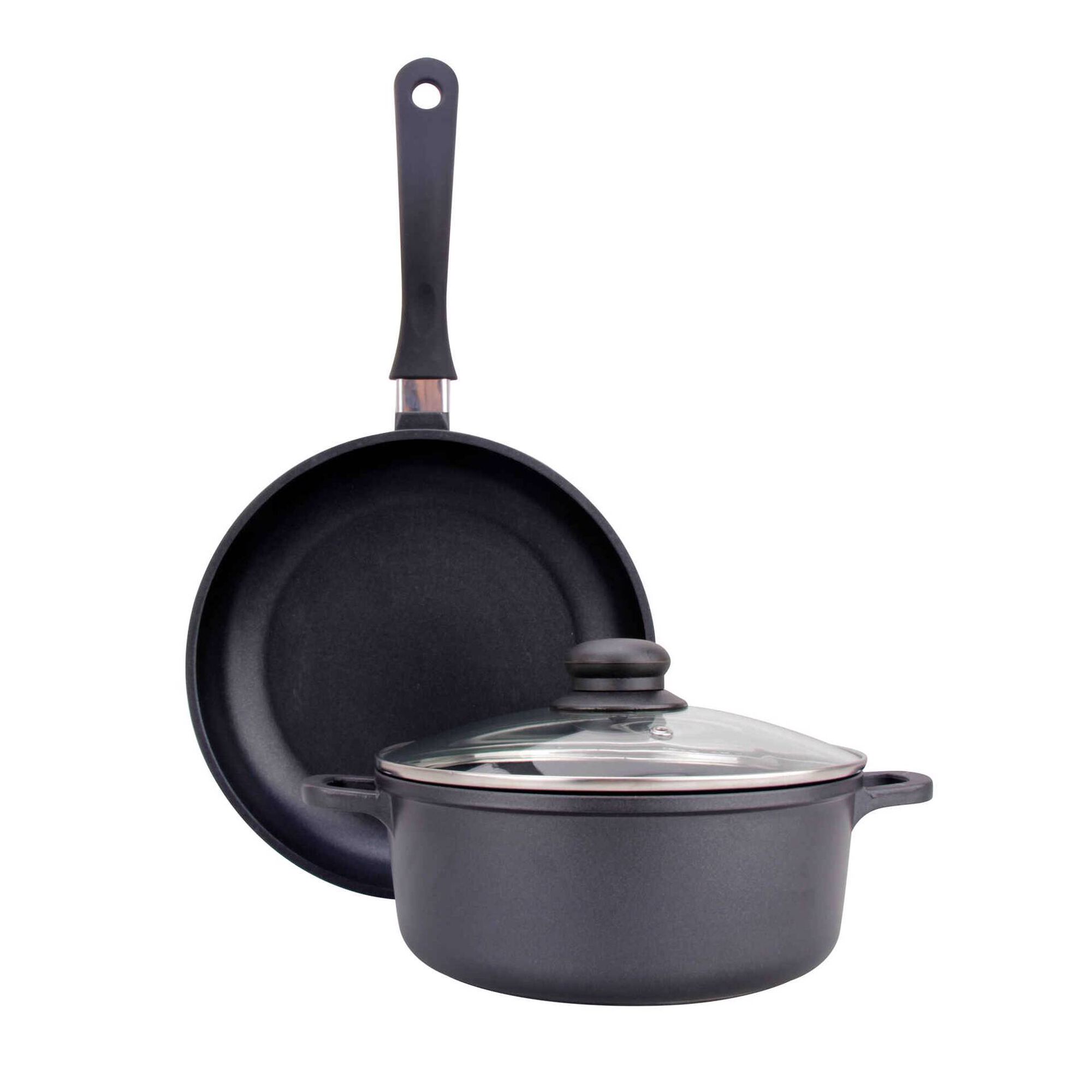 Conjunto Ca&ccedil;arola 20cm e Frigideira 24cm Antiaderente Alum&iacute;nio Kasa