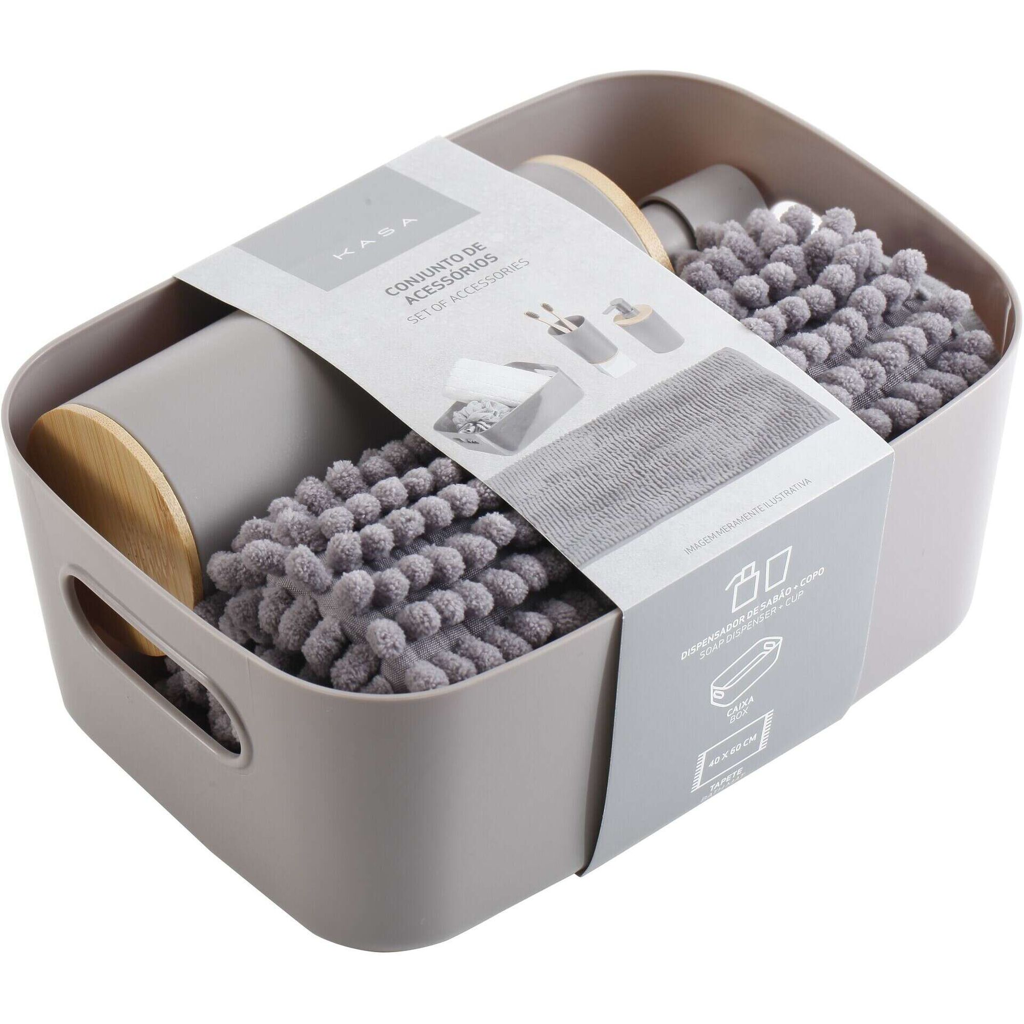 Conjunto 4 Acessórios Banho Cinza