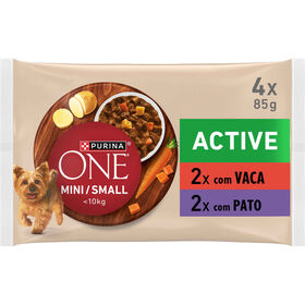 Comida H&uacute;mida para C&atilde;o Adulto Active Vaca Purina One Mini