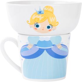 Conjunto Caneca 370ml e Taça 520ml Princesa Azul