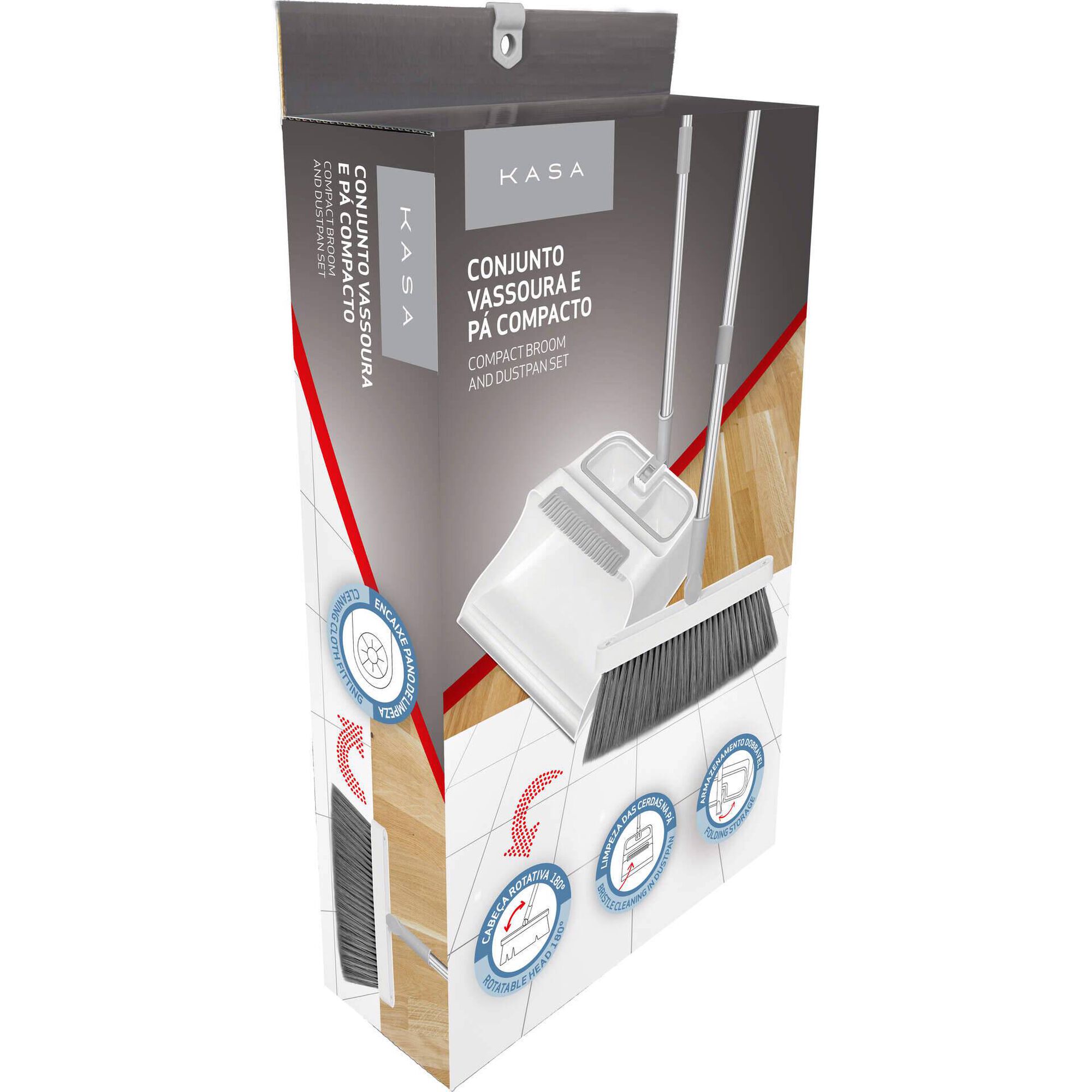 Conjunto Vassoura e P&aacute; com Cabo Dobr&aacute;vel Kasa